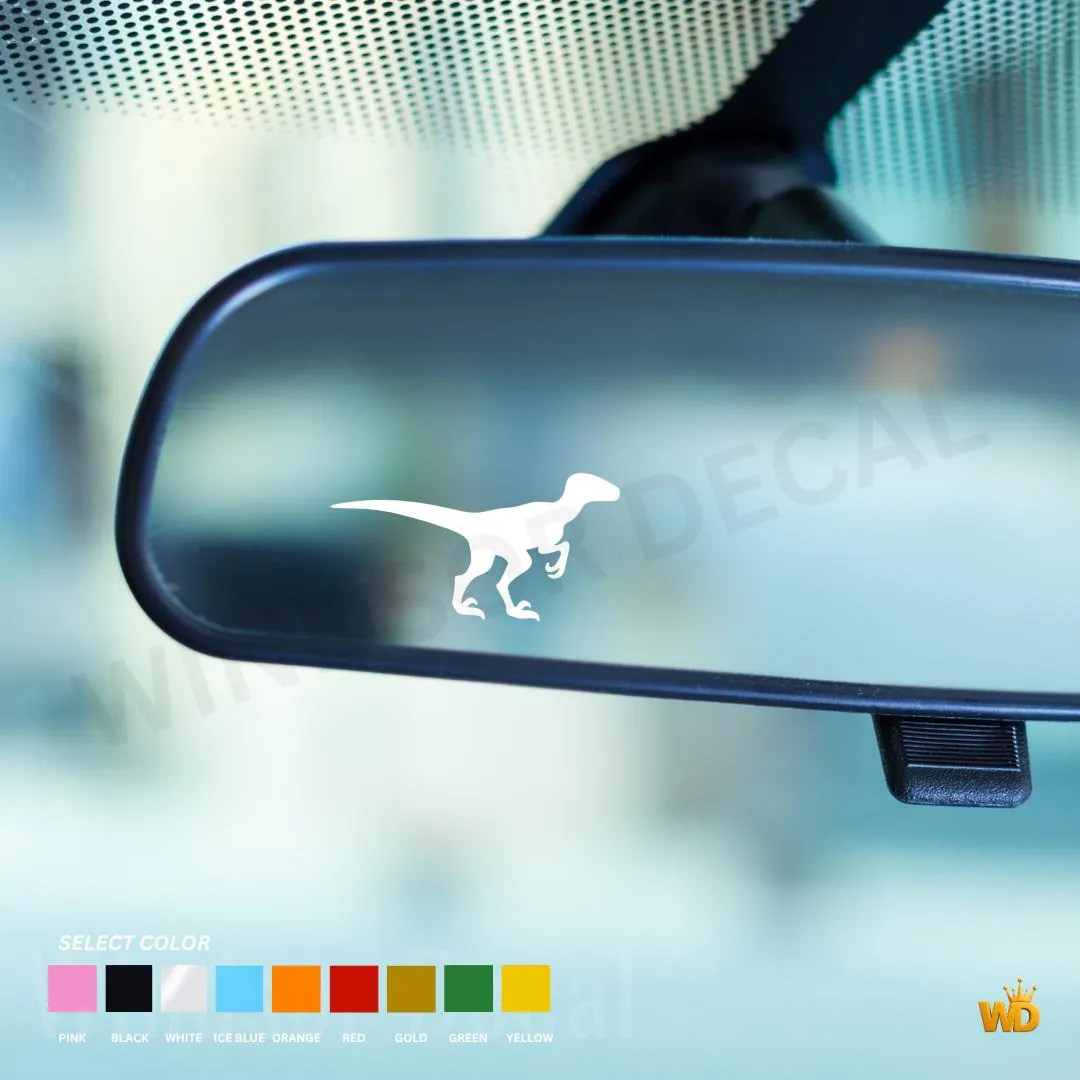 Raptor Dinosaur Vinyl Decal, Aggressive Prehistoric Sticker, Small Accent (1.25")
