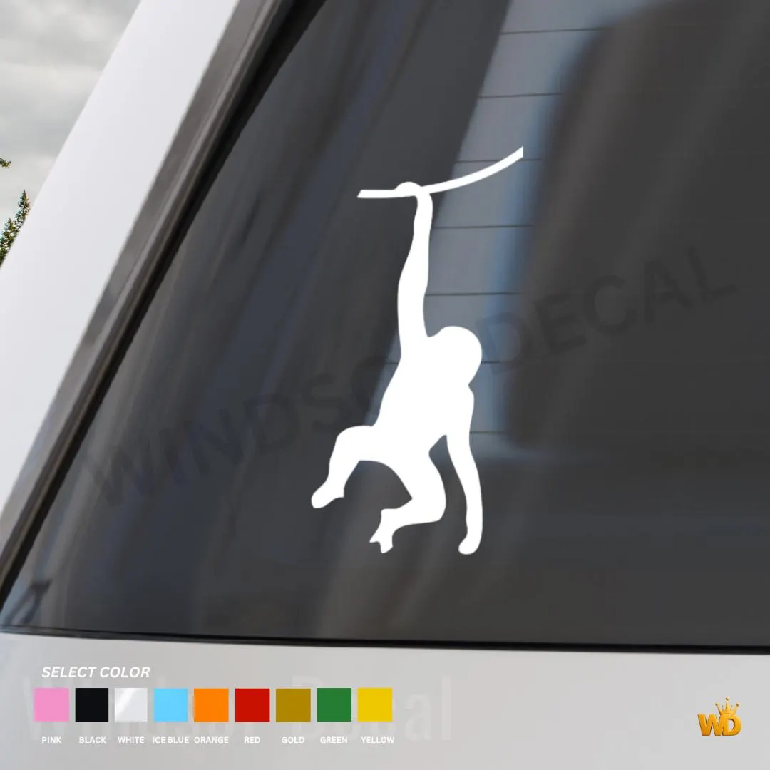 Hanging Monkey Vinyl Decal | Glossy Jungle Animal Sticker for Cars