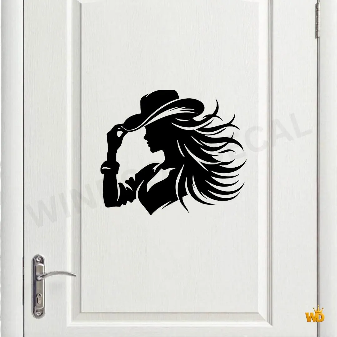 Minimalist Cowgirl Silhouette Vinyl Decal, Western Rodeo Style Sticker Decal