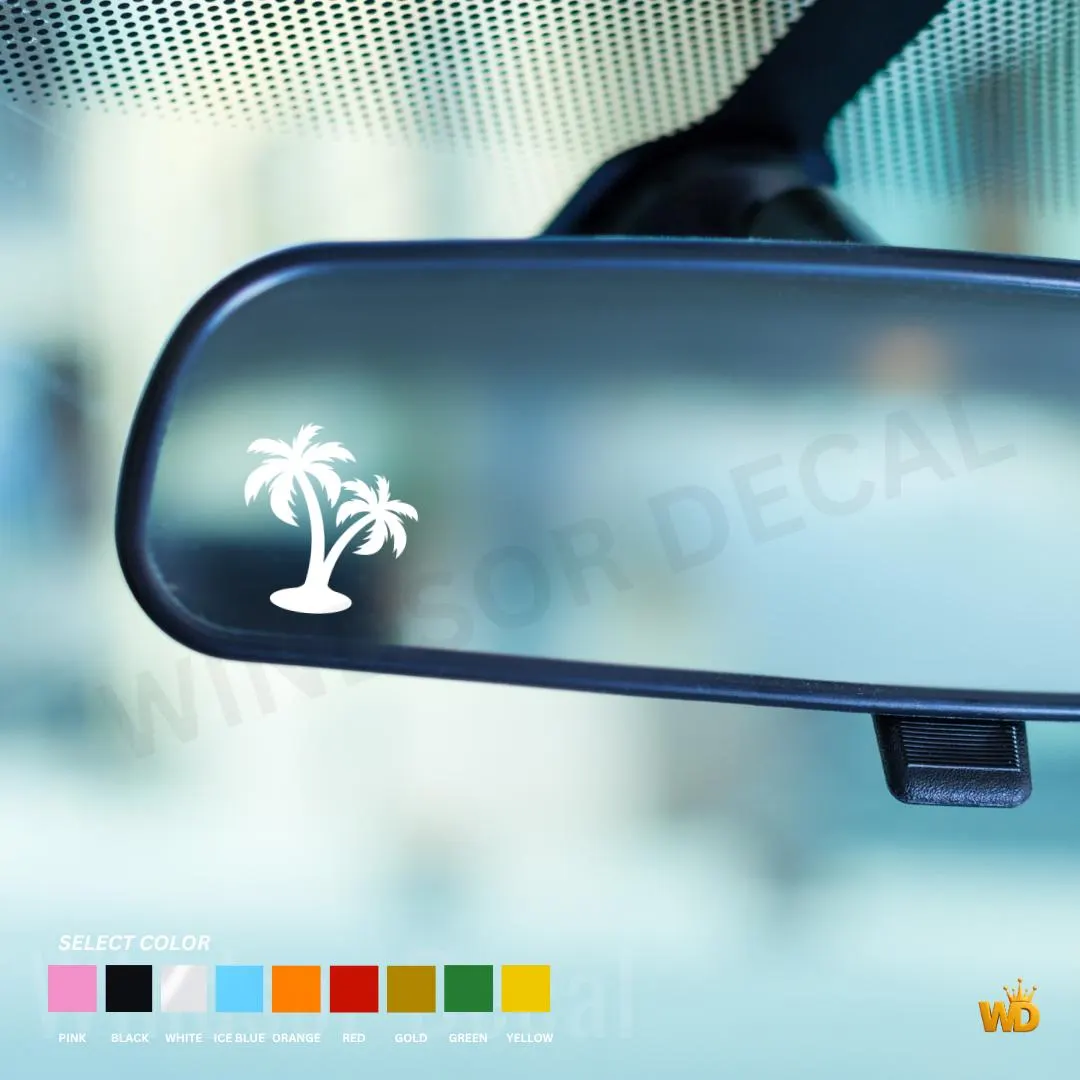 Small Palm Tree Decal, Tropical Vinyl Sticker, Car Mirror Laptop Phone Art