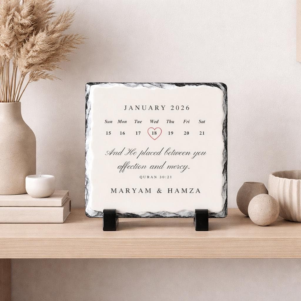Personalized Muslim Marriage Slate Plaque-Islamic Wedding Gift for Couple-Nikkah Gift-Husband Wife Present-Islamic Engagement-Nikkah Mubarak