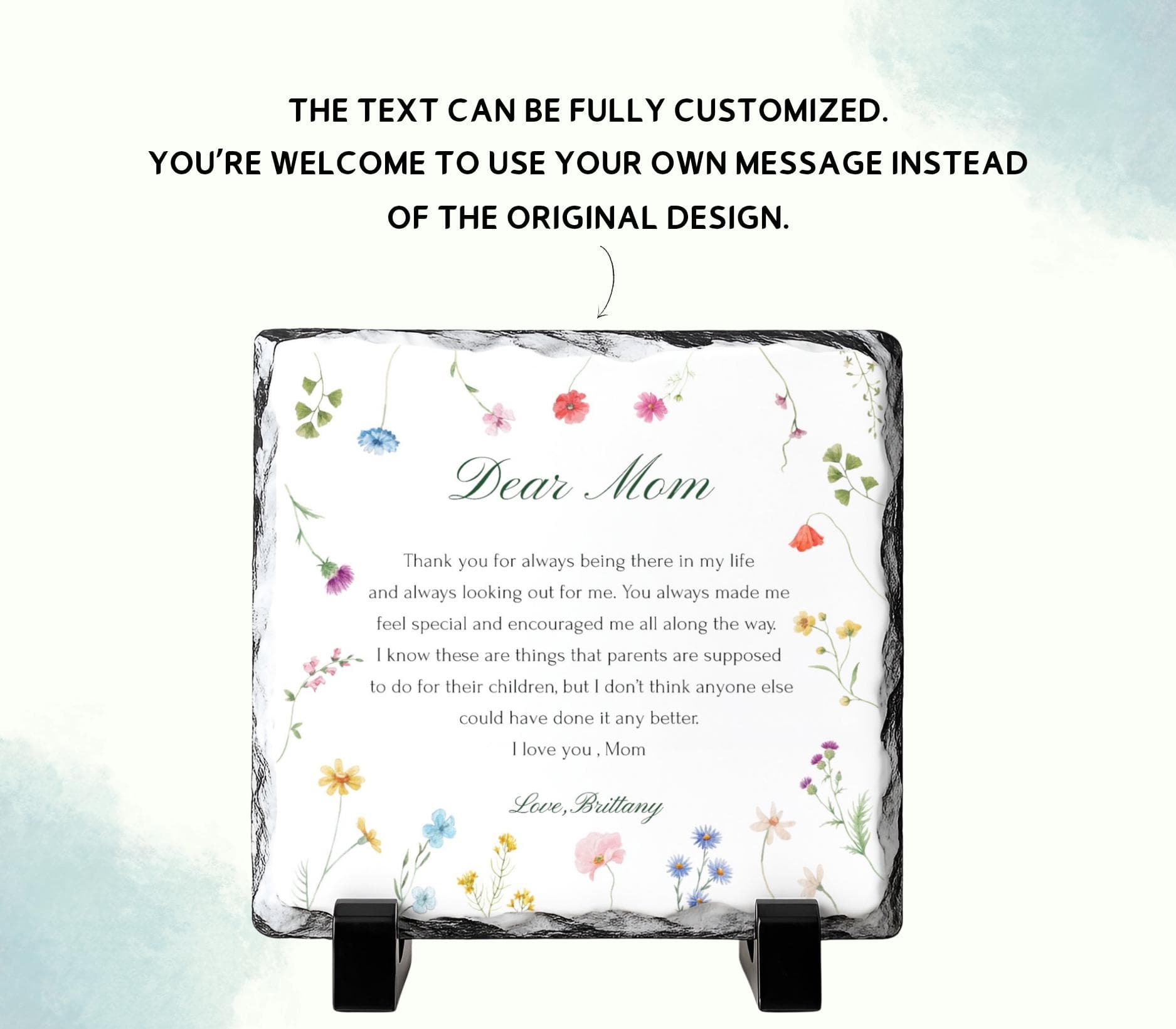 Personalized Thank You Mom Stone Plaque With Stand-Natural Slate Keepsake (5.5" x 5.9")-Gratitude -Things for Mom From Daughter & Son- Kids - image 5