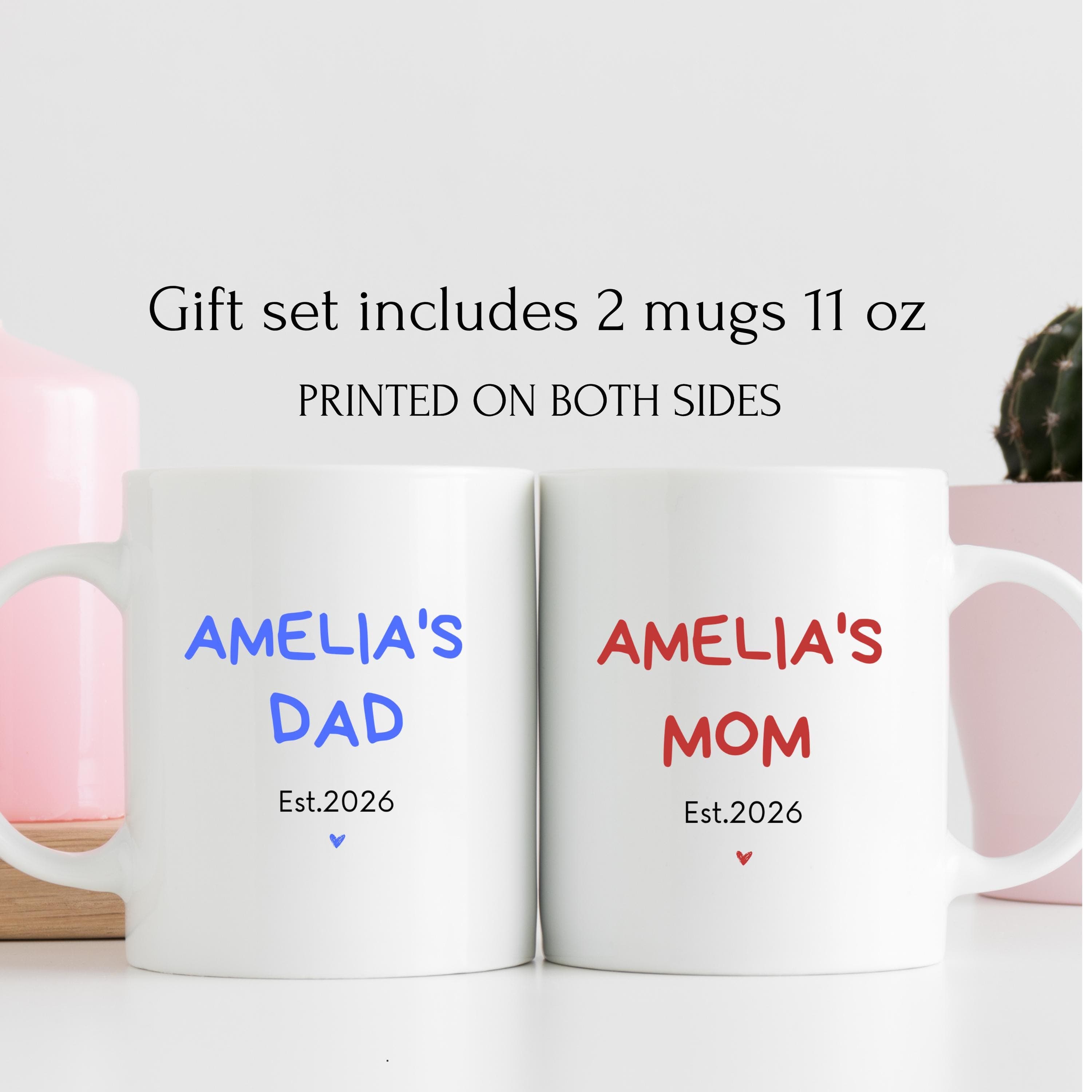 Personalized New Parents Mug Set-New Baby Gift Box-Mom and Dad Tea Cup-Customized Expecting Parents-New Mother and Father-First Time Parents - image 4