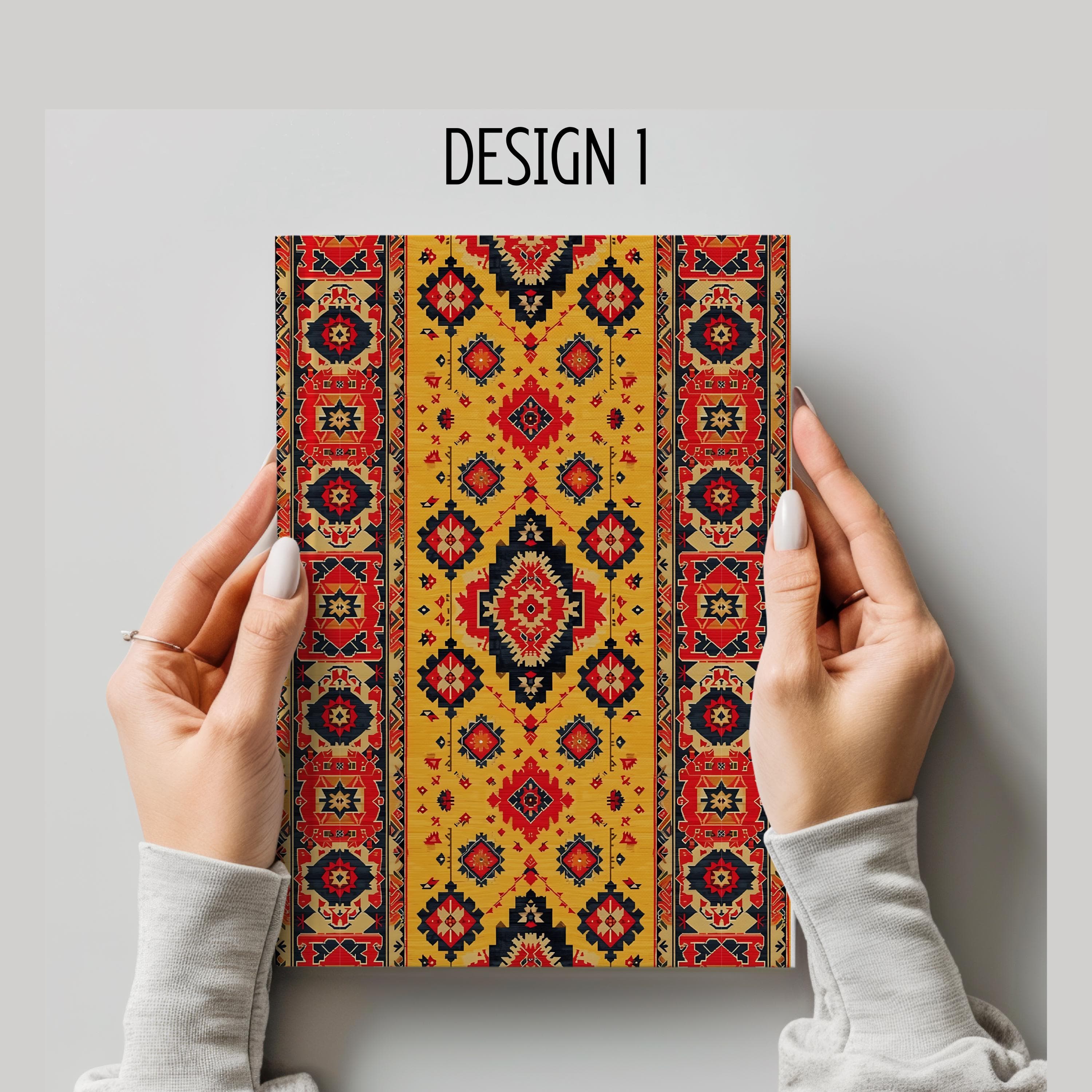 Ethnic Carpet Pattern Hardcover Journal, Persian Rug Design-Turkish Rug Print Keepsake-Middle East Guest Book-Ottaman Pattern-Turkmen Persia - image 3