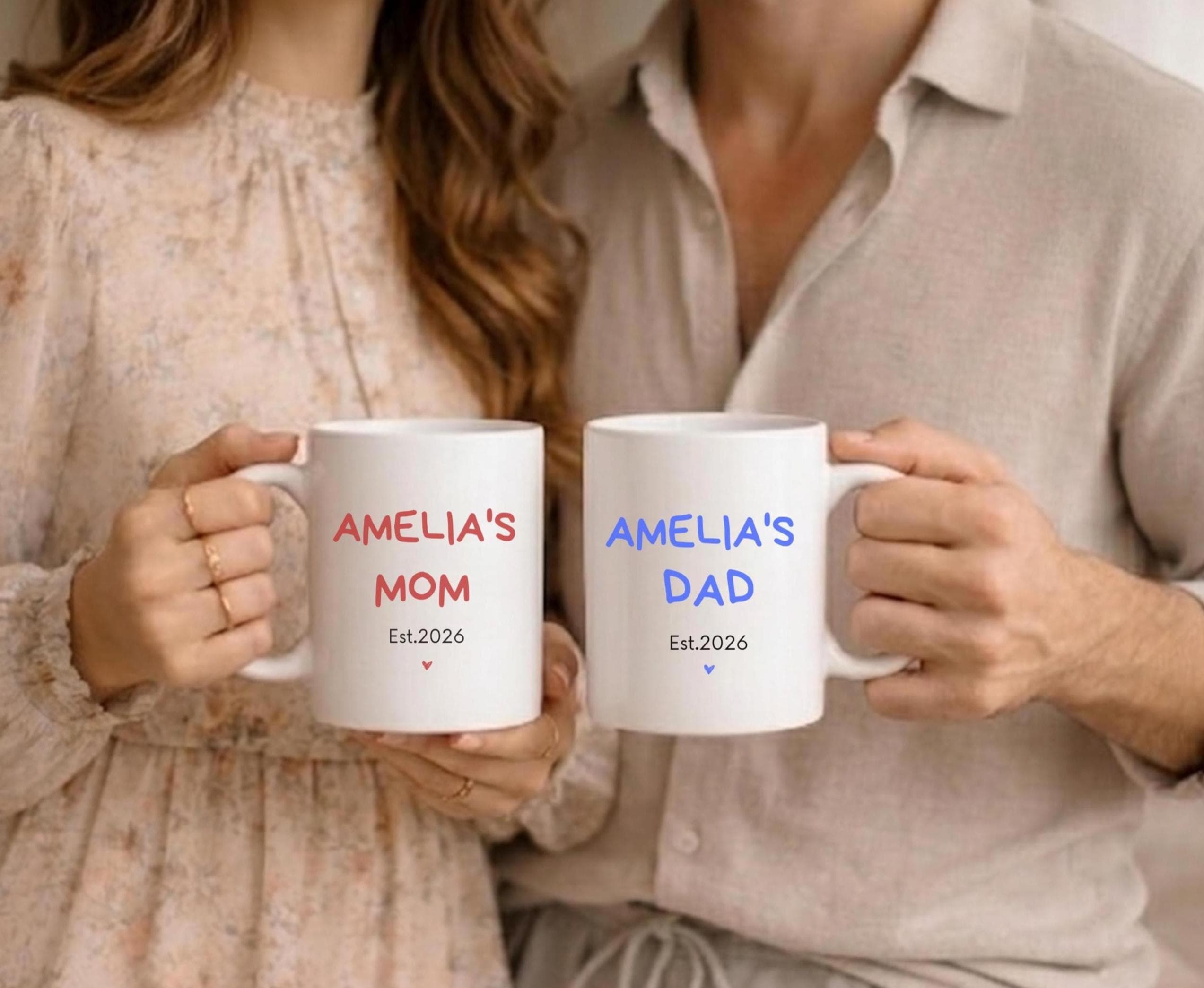 Personalized New Parents Mug Set-New Baby Gift Box-Mom and Dad Tea Cup-Customized Expecting Parents-New Mother and Father-First Time Parents - image 5