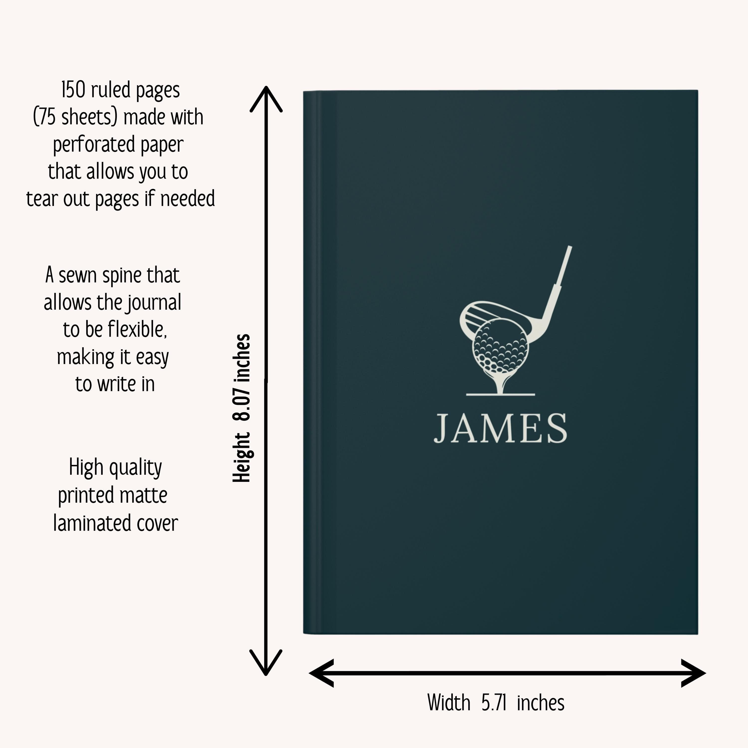 Personalized Golf-Themed Hardcover Journal-Custom Name Golf Gifts For Men-Him-Her-Friends-Coach-Women-Groom-Boss-Golf Club-Golf-Mom&Dad-Old - image 3