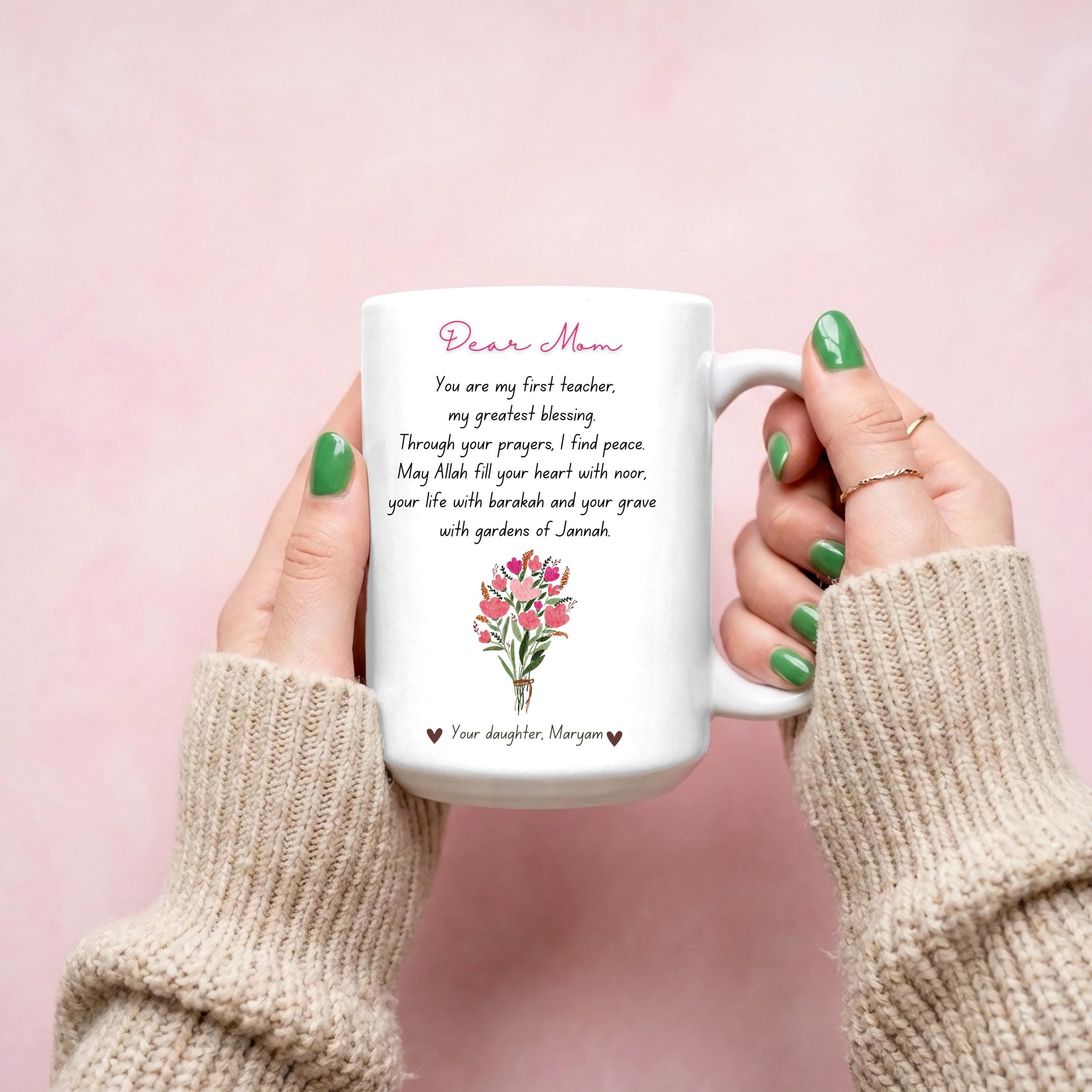 Muslim Mom Mug-Ceramic Coffee Cups 11oz 15oz-Ummi-Muslim Mom Gift-Ramadan Eid Gifts For Islamic Mama from Daughter-Son-Family-Hijabi Mother - image 4