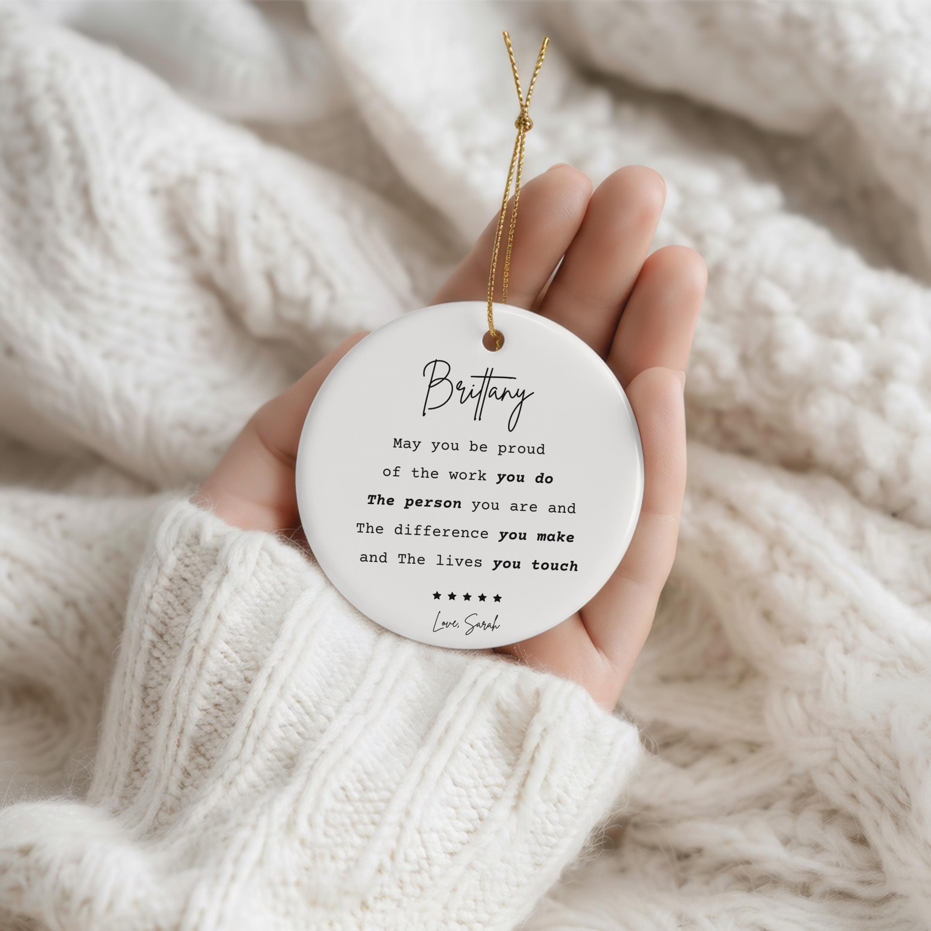 Custom Thank You Ceramic Ornament For-Mentor-Teacher-Friend-Colleague-Mom-Women-Boss-Coworker-Adviser-Coach-Gratitude Memory Keepsake - image 2