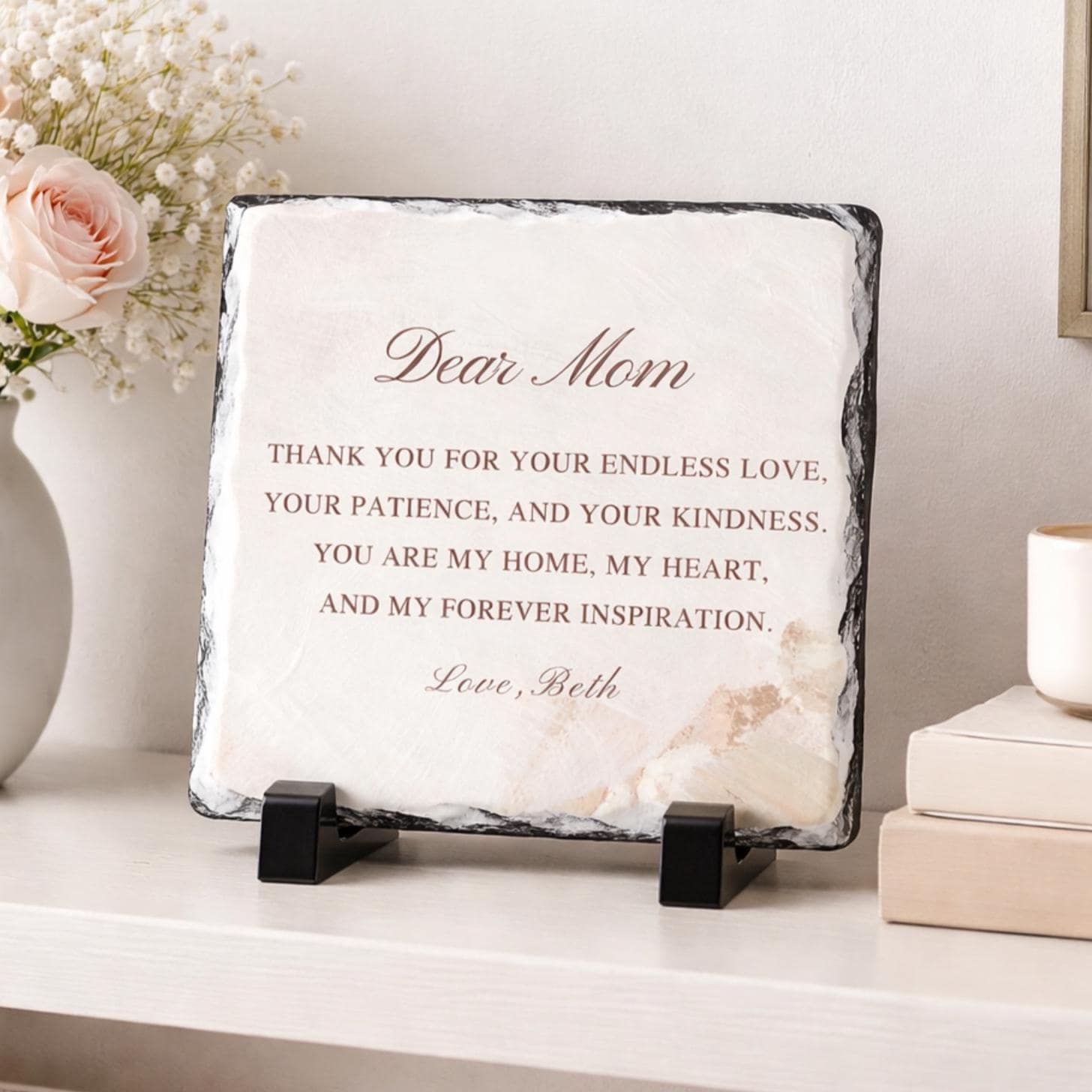 Personalized Mom Slate Plaque, Natural Stone Keepsake, Sentimental Mama Decor,Mothers Gift from Daughter Son,Mother of the Bride