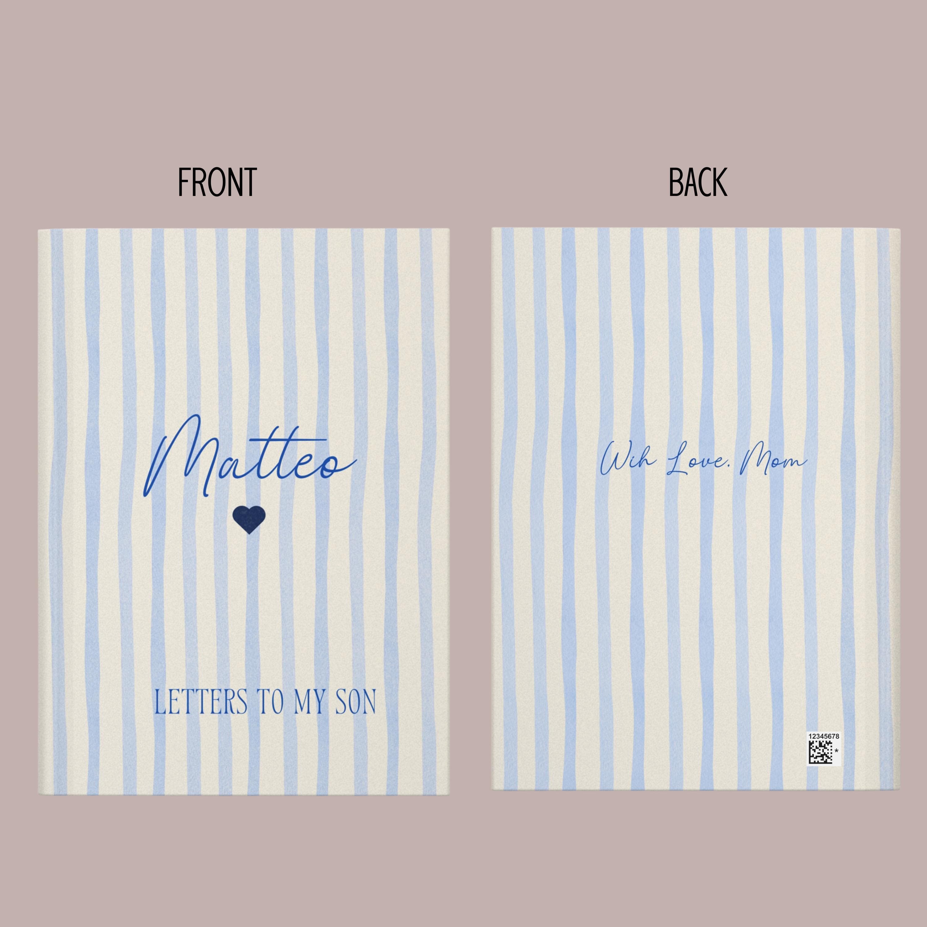 Letters To My Son Journal: Personalized Pregnancy Keepsake-New Mother Present-Baby Boy Gift -New Mom Diary- Mama Notebook-Blue Green Striped - image 3