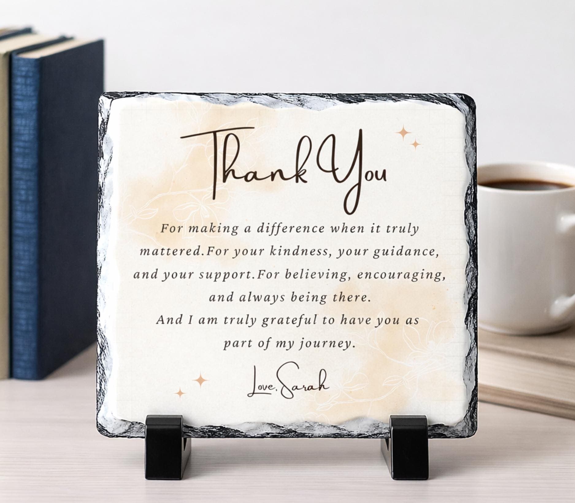 Custom Thank You Stone Plaque With Stand For-Mentor-Teacher-Friend-Social Worker-Women-Boss-Coworker-Adviser-Coach-Gratitude Memory Keepsake