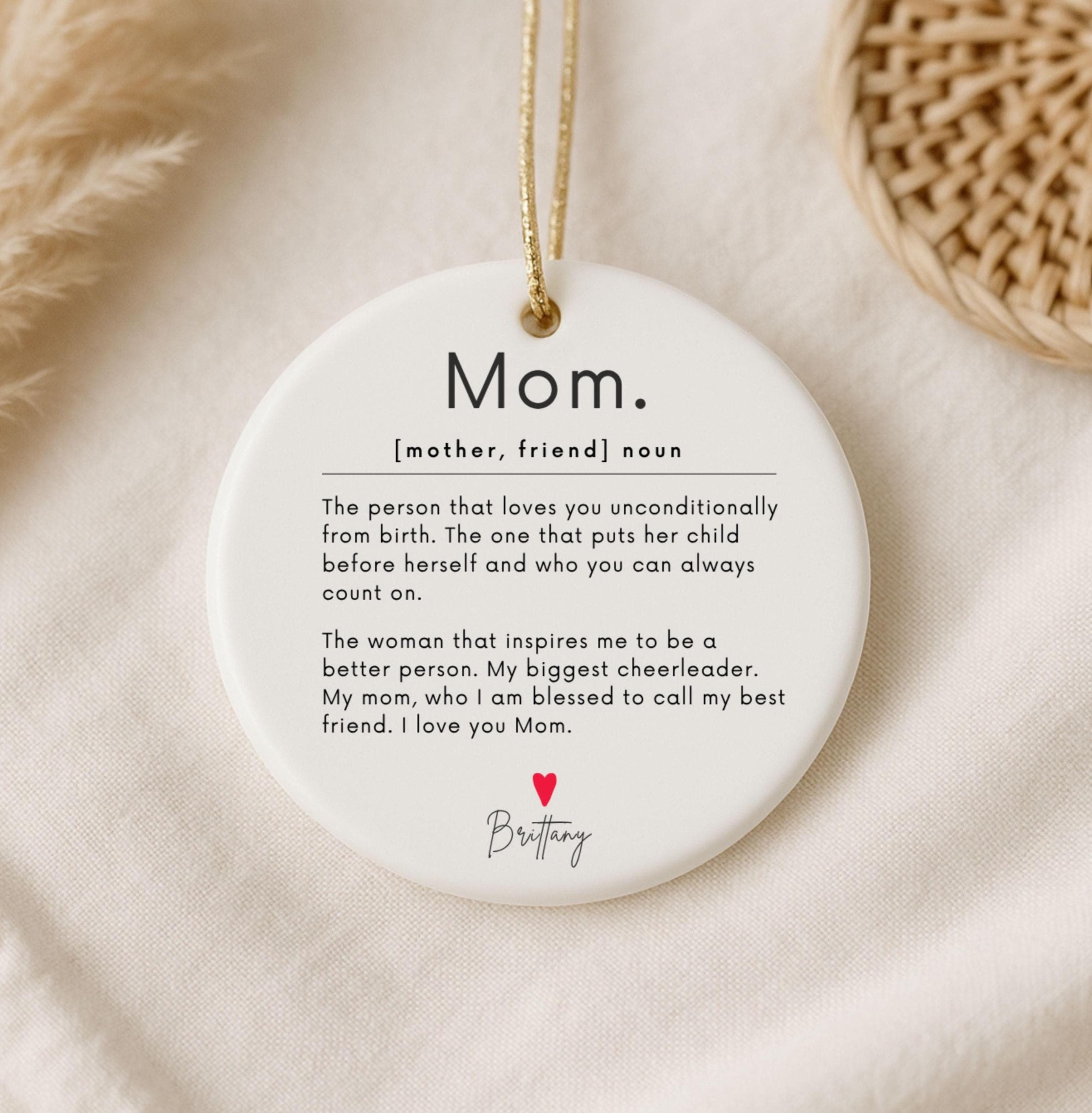 Personalized Mom Definition Ornament-Mama Keepsake-Custom Name Present-Mothers Quote Gift-Love To Moms From Daughter Son-Children Toddler