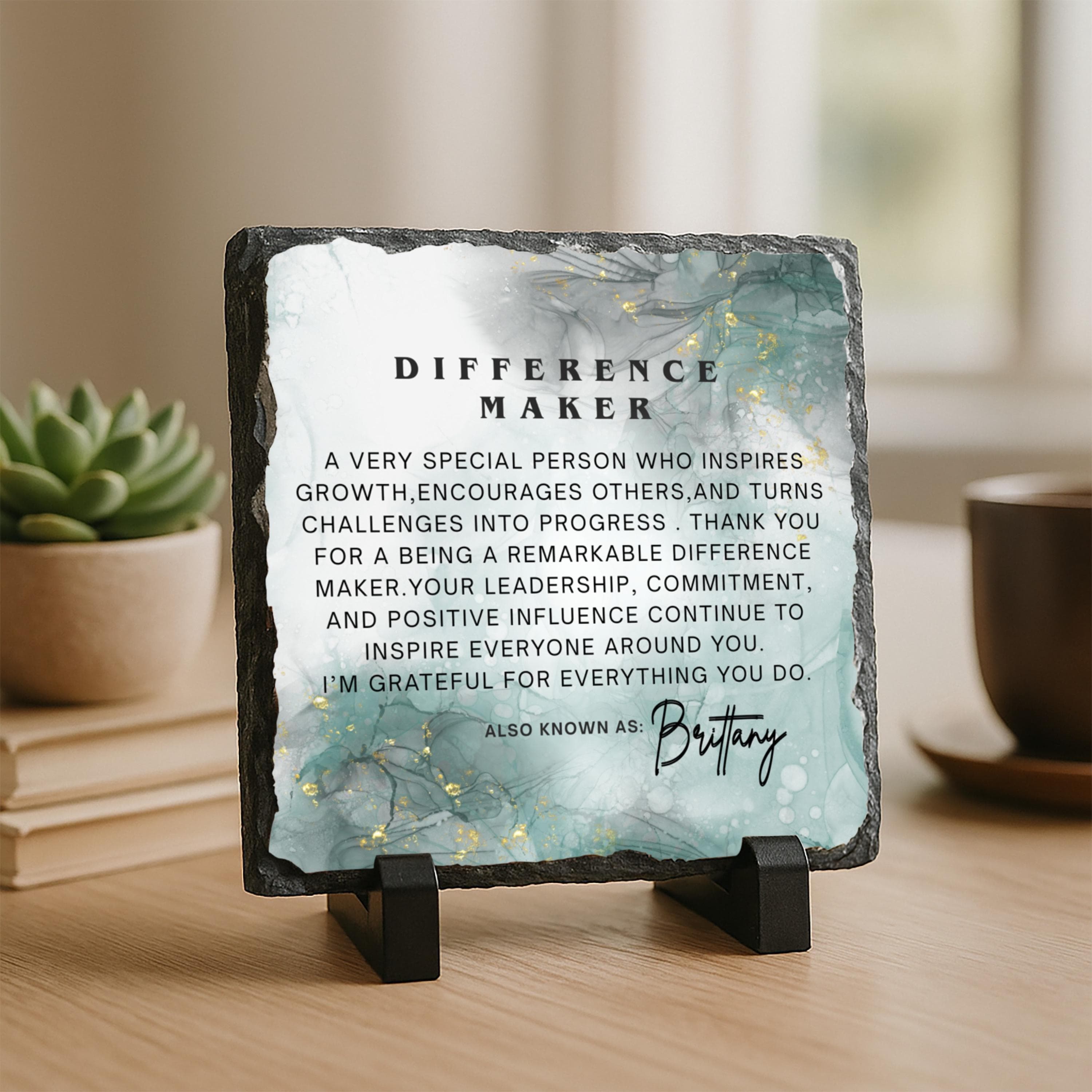 Difference Maker Slate Plaque-Thank Gift For Boss-Leader-Teacher-Nurse-Home School-Mentor-Retirement Appreciation-Customized Thank You Sign - image 5