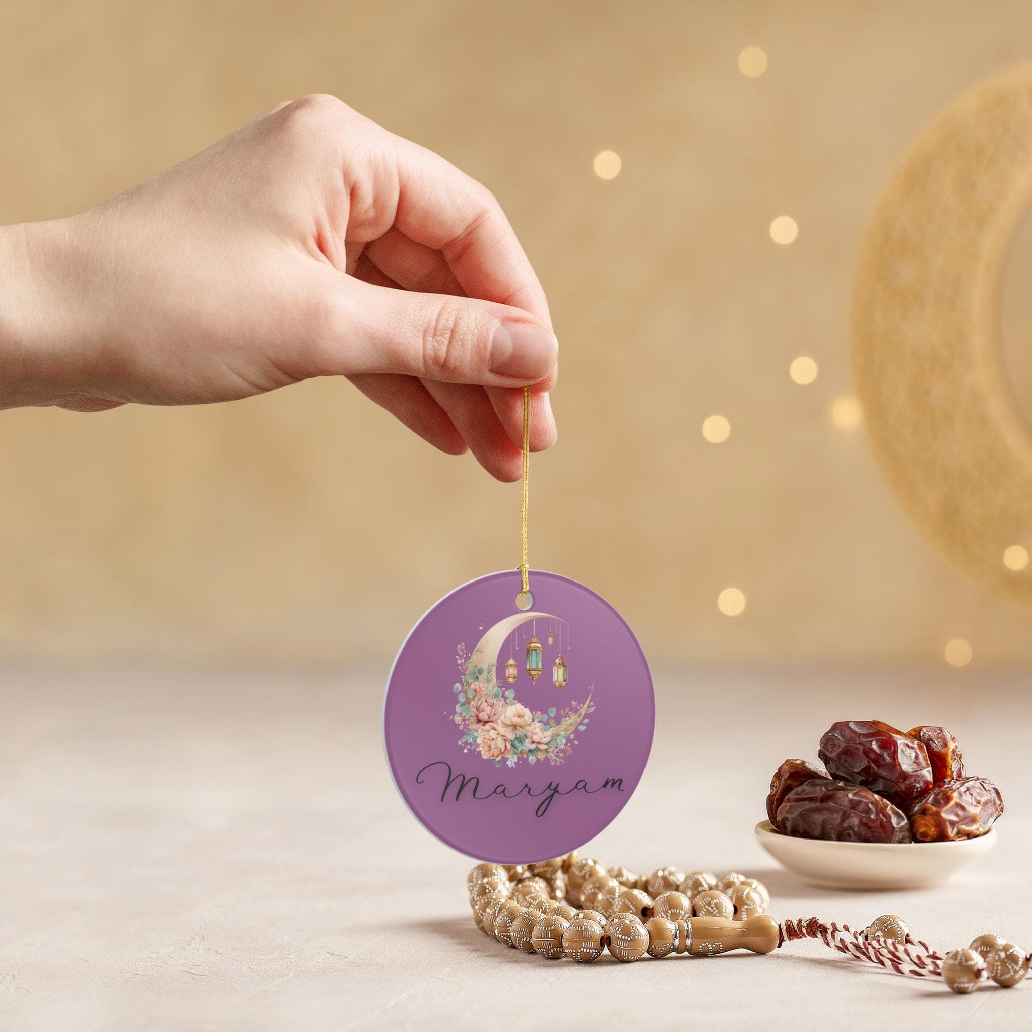 Personalized Ceramic Ramadan Ornament-Custom Ramadan Home Decor-Ramadan Hanging Decoration-Minaret Crescent  Moon-Islamic Decorative Garland - image 4