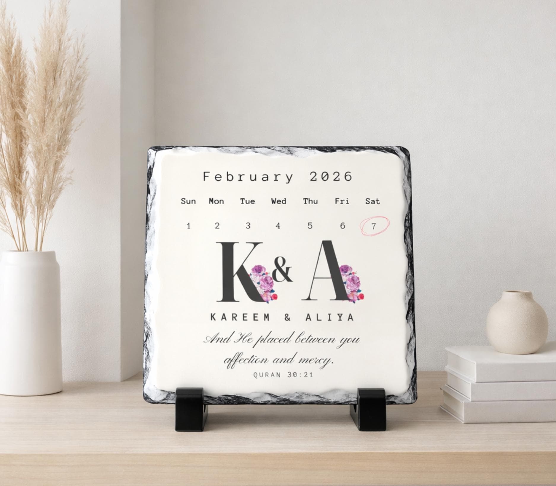 Customized Muslim Marriage Slate Plaque-Islamic Wedding Gift for Couple-Nikkah Gift-Husband Wife Present-Islamic Engagement-Nikkah Mubarak - image 5
