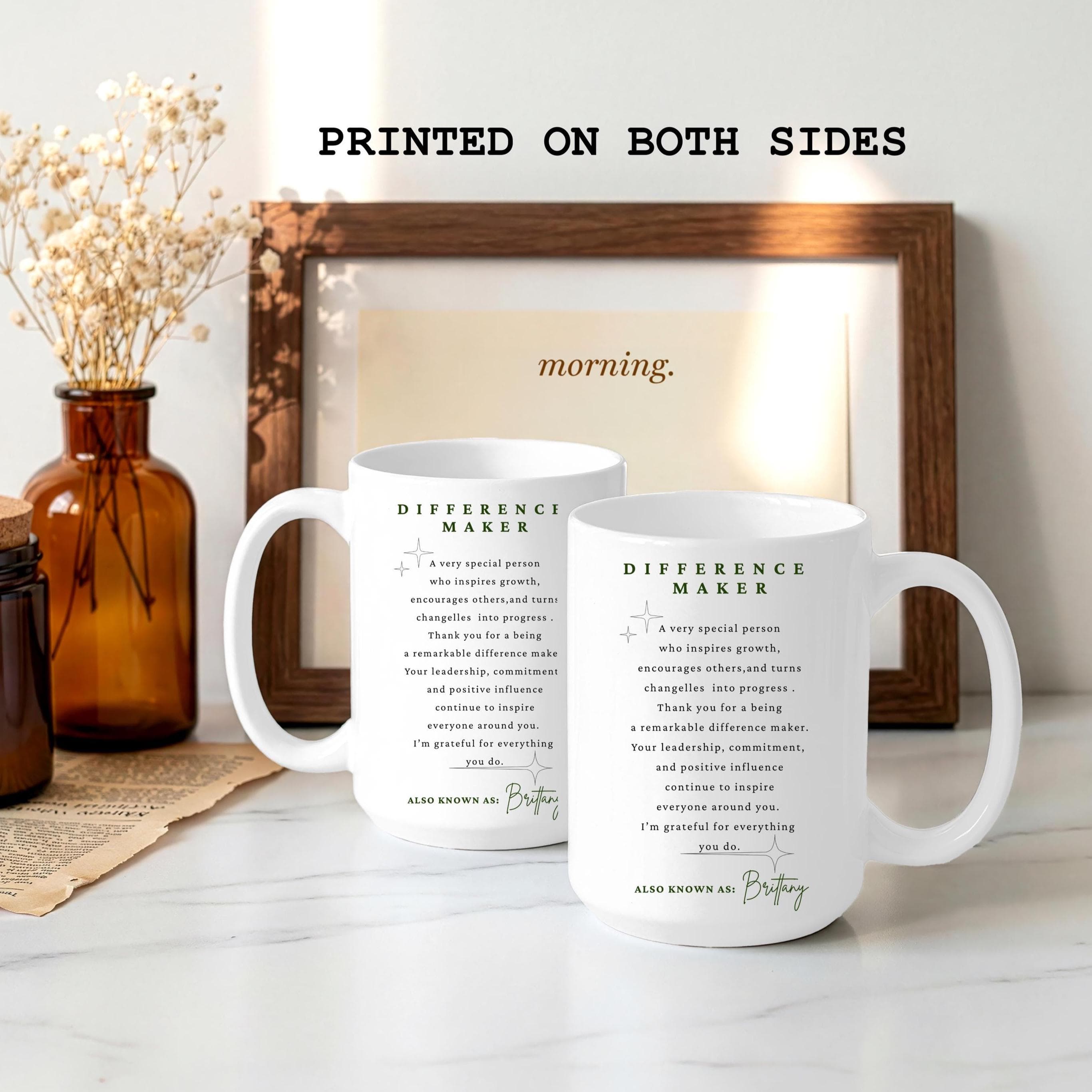 Personalized Difference Maker Mug-Custom Thank You Gift For Mentor-Teacher-Friend-Colleague-Her-Women-Boss-Coworker-Adviser-Coach-Gratitude - image 3