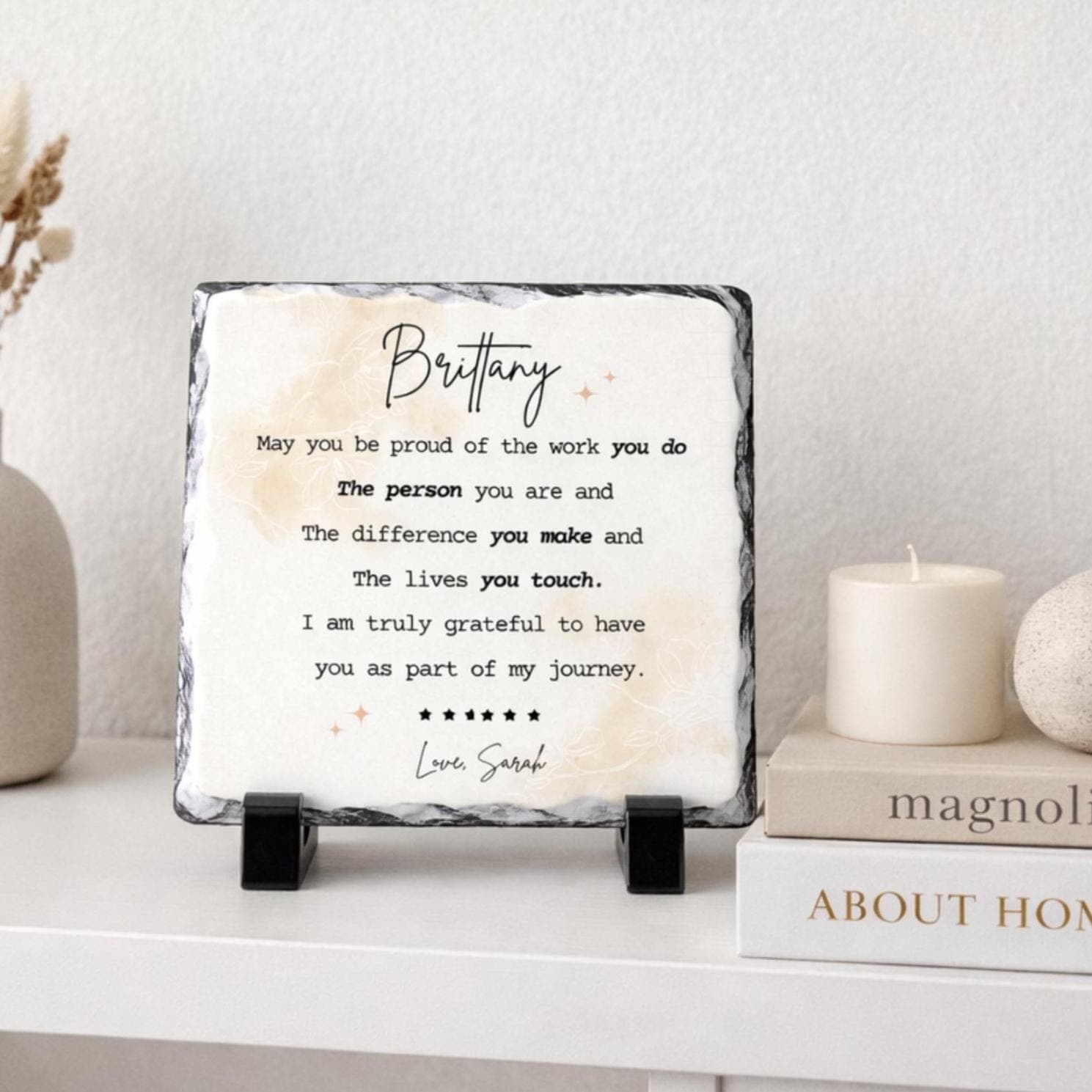 Personalized Thank You Stone Plaque With Stand For-Mentor-Teacher-Friend-Colleague-Her-Women-Boss-Coworker-Adviser-Coach-Gratitude Keepsake
