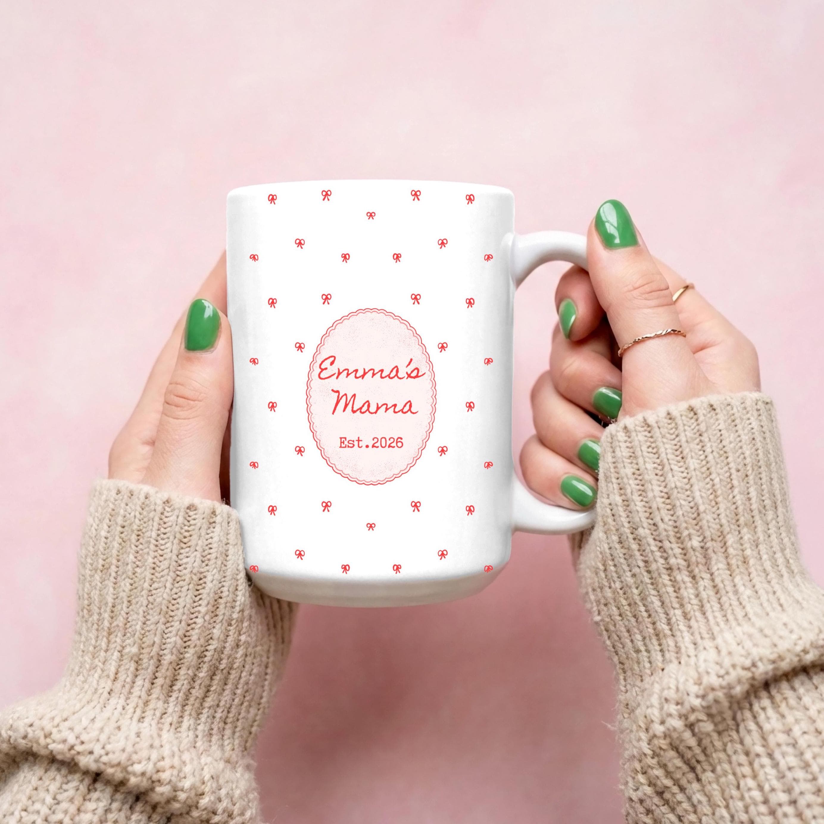 New Mama Ceramic Mug | Custom Mama Established Coffee Tea Cup-Future Mom Mug-Pregnancy Gift-Kids Name- Mama Established Mug