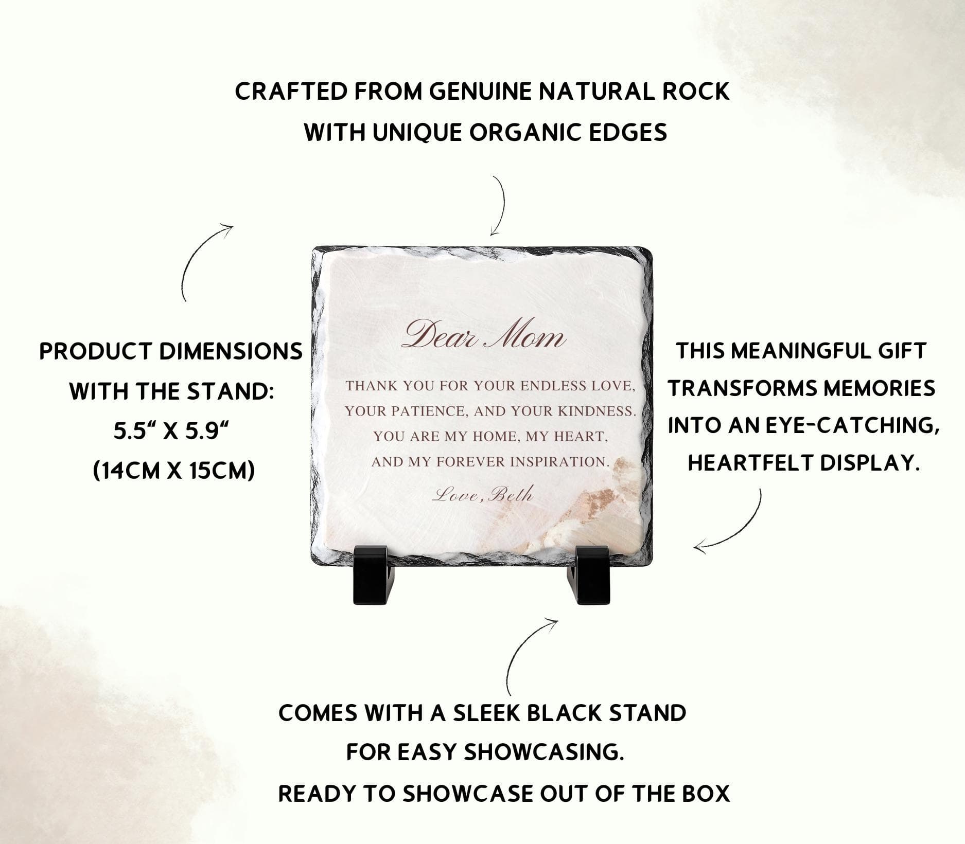 Personalized Mom Slate Plaque, Natural Stone Keepsake, Sentimental Mama Decor,Mothers Gift from Daughter Son,Mother of the Bride - image 5