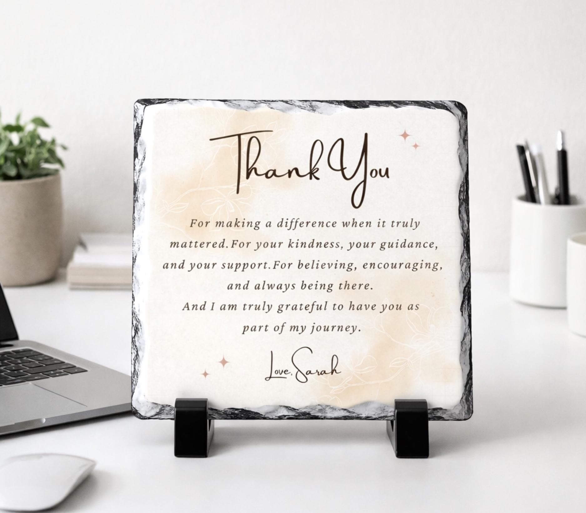 Custom Thank You Stone Plaque With Stand For-Mentor-Teacher-Friend-Social Worker-Women-Boss-Coworker-Adviser-Coach-Gratitude Memory Keepsake - image 5