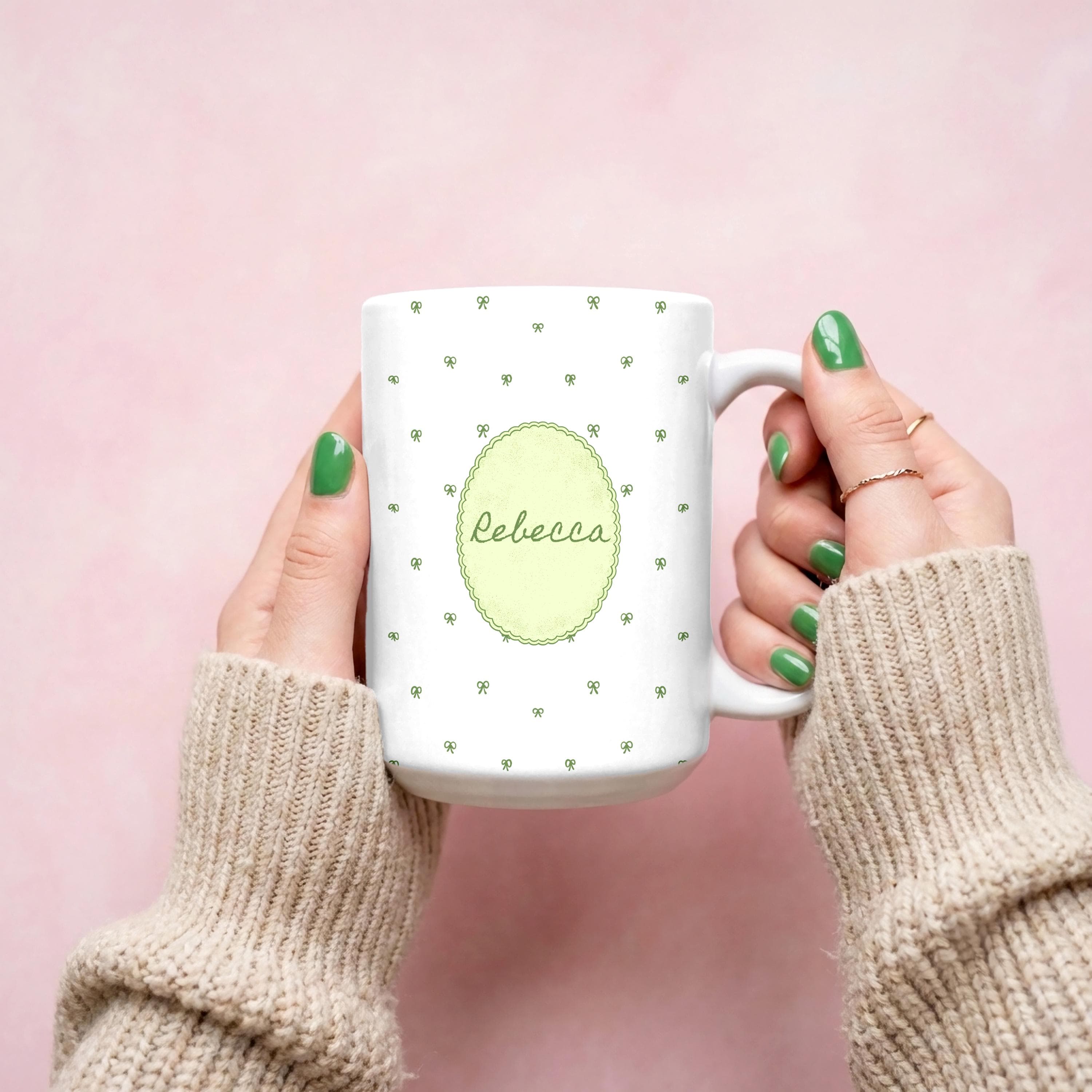 Personalized Ceramic Name Mug – Custom Coffee Cup, Bridesmaid Proposal Gift,Mugs For Women-Her-Teen Girls-Friends-Coquette Bow-Colorful Mugs - image 5