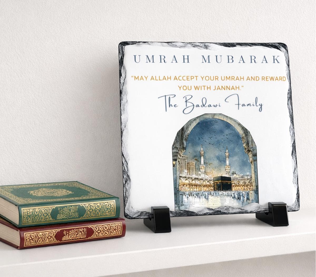 Personalized Umrah & Hajj Mubarak Stone Plaque -Custom Name Umrah Hajj Gifts For Family- Islamic Couple-Family-Friends-Women-Kaaba-Mecca - image 5