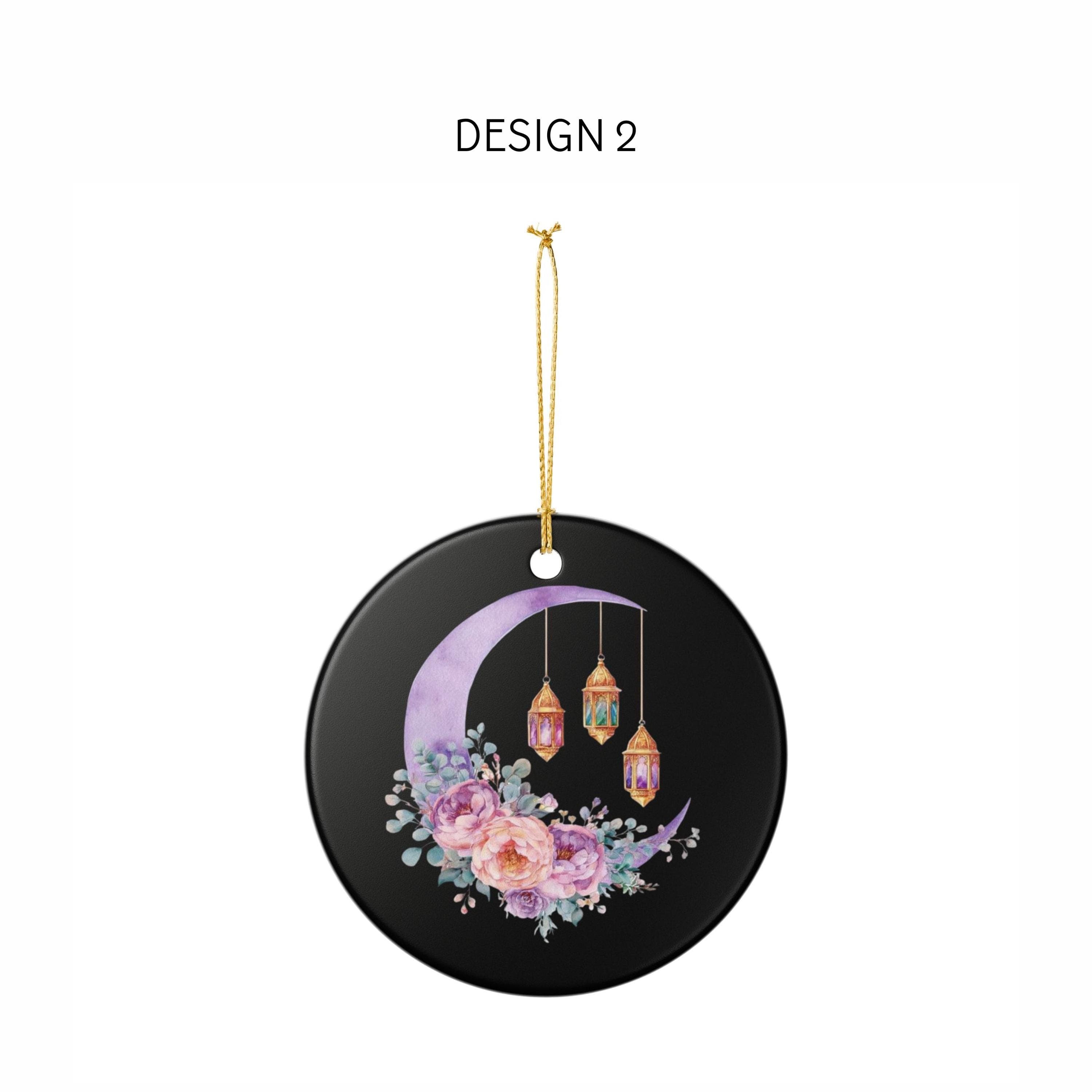 Ramadan Ornament Ceramic Ornament -Double-Sided Print-Ramadan Decoration-Eid Mubarak-Ramadan Kareem-Muslim Home Decor-Mosque-Crescent Moon - image 4