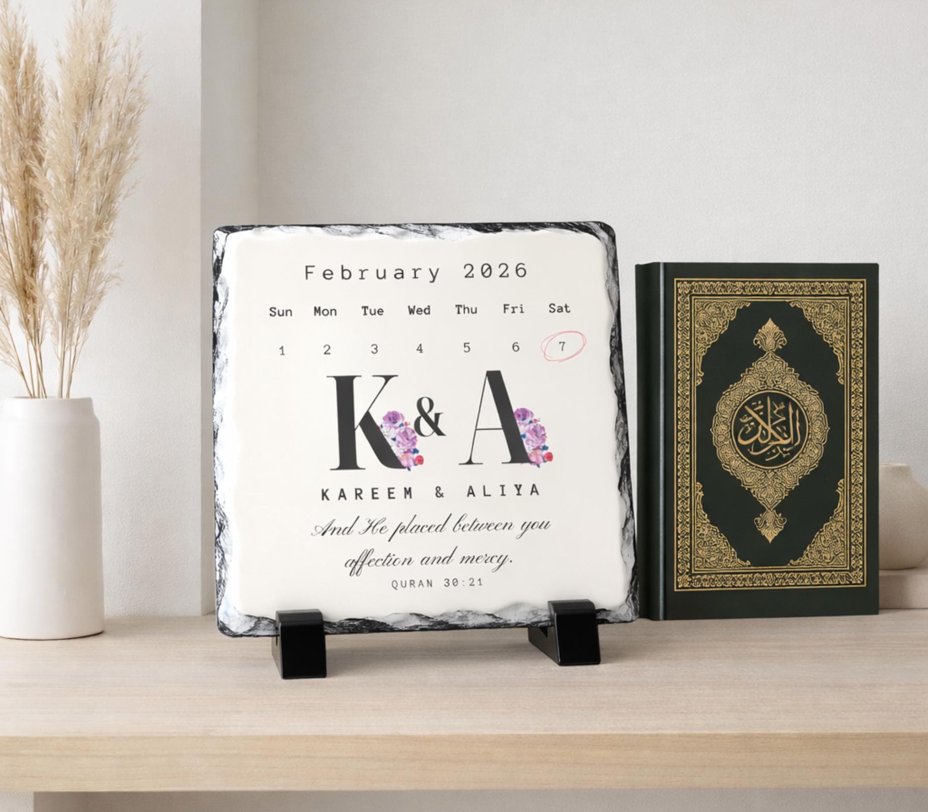 Customized Muslim Marriage Slate Plaque-Islamic Wedding Gift for Couple-Nikkah Gift-Husband Wife Present-Islamic Engagement-Nikkah Mubarak - image 3