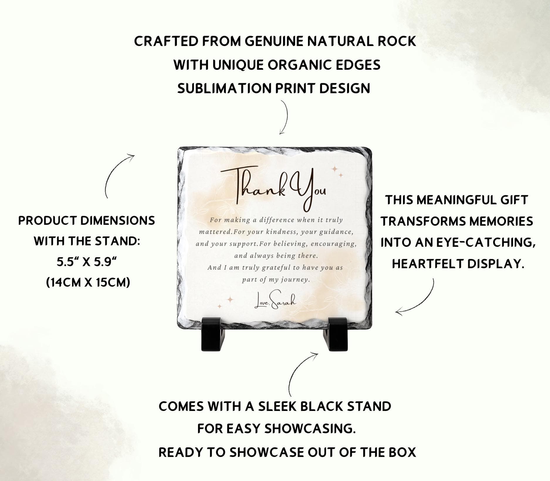 Custom Thank You Stone Plaque With Stand For-Mentor-Teacher-Friend-Social Worker-Women-Boss-Coworker-Adviser-Coach-Gratitude Memory Keepsake - image 4