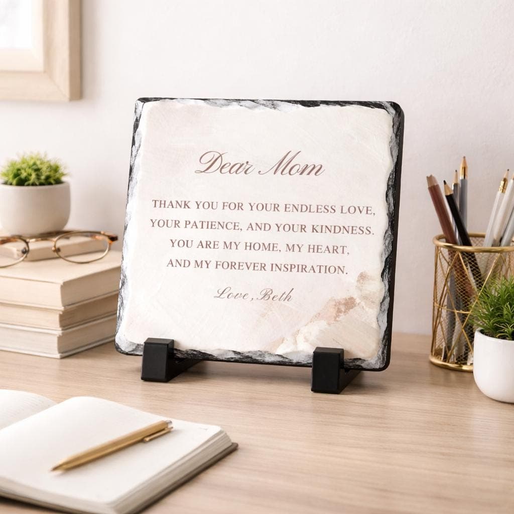 Personalized Mom Slate Plaque, Natural Stone Keepsake, Sentimental Mama Decor,Mothers Gift from Daughter Son,Mother of the Bride - image 4