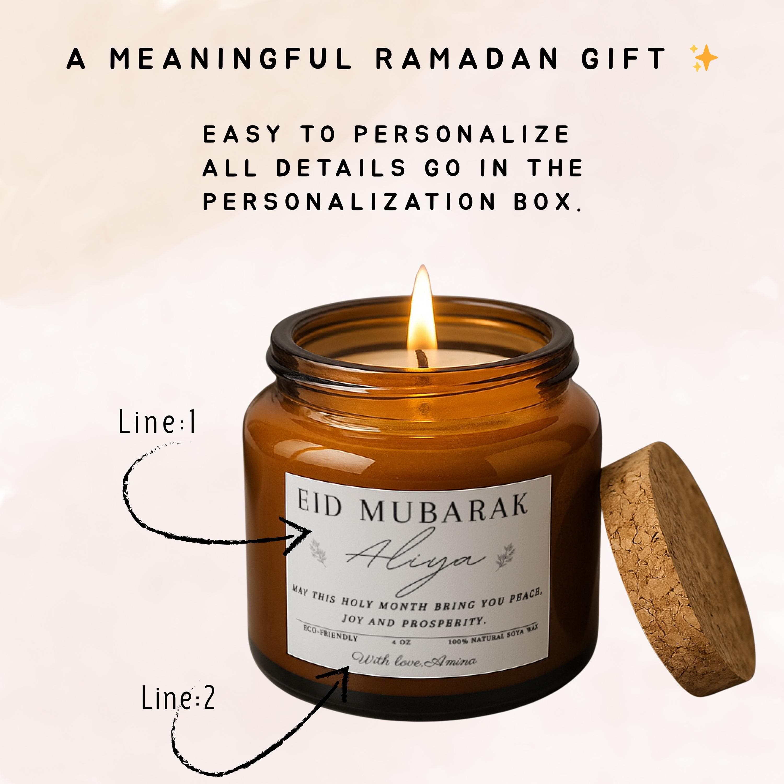 Personalized Ramadan Candle-Eid Mubarak Gifts-Custom Name Ramadan Presents-Eid Gifts For Women-Her-Him-Home-Family- Teenager Girl-Colleague - image 4
