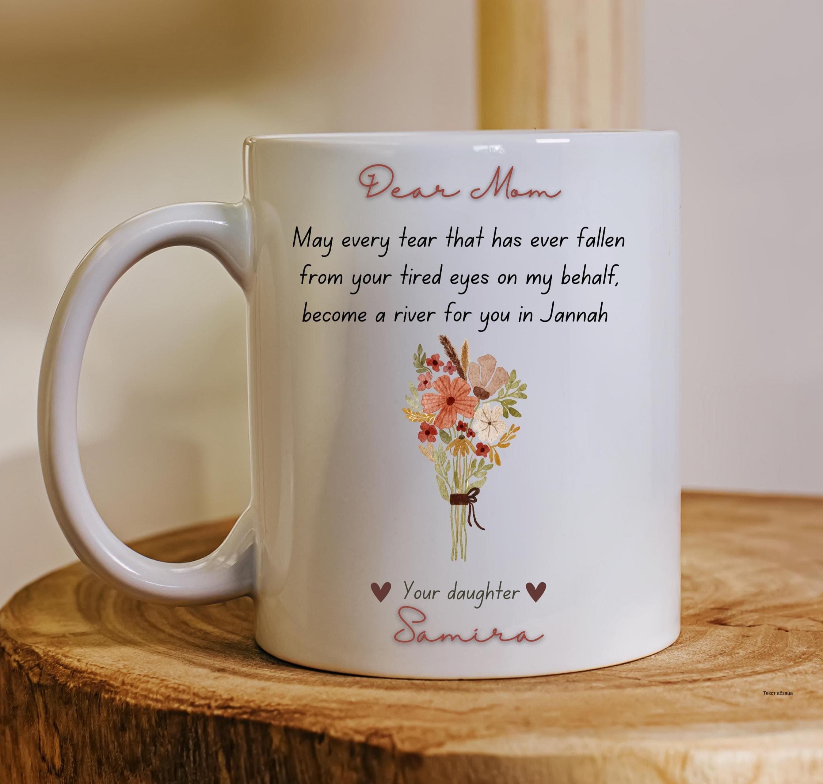 Muslim Mom Mug: Floral Arabic Name Gift-Muslim Mom Gift-Ramadan Eid Gifts For Muslim Mom-Islamic Gift idea for Islamic Mothers