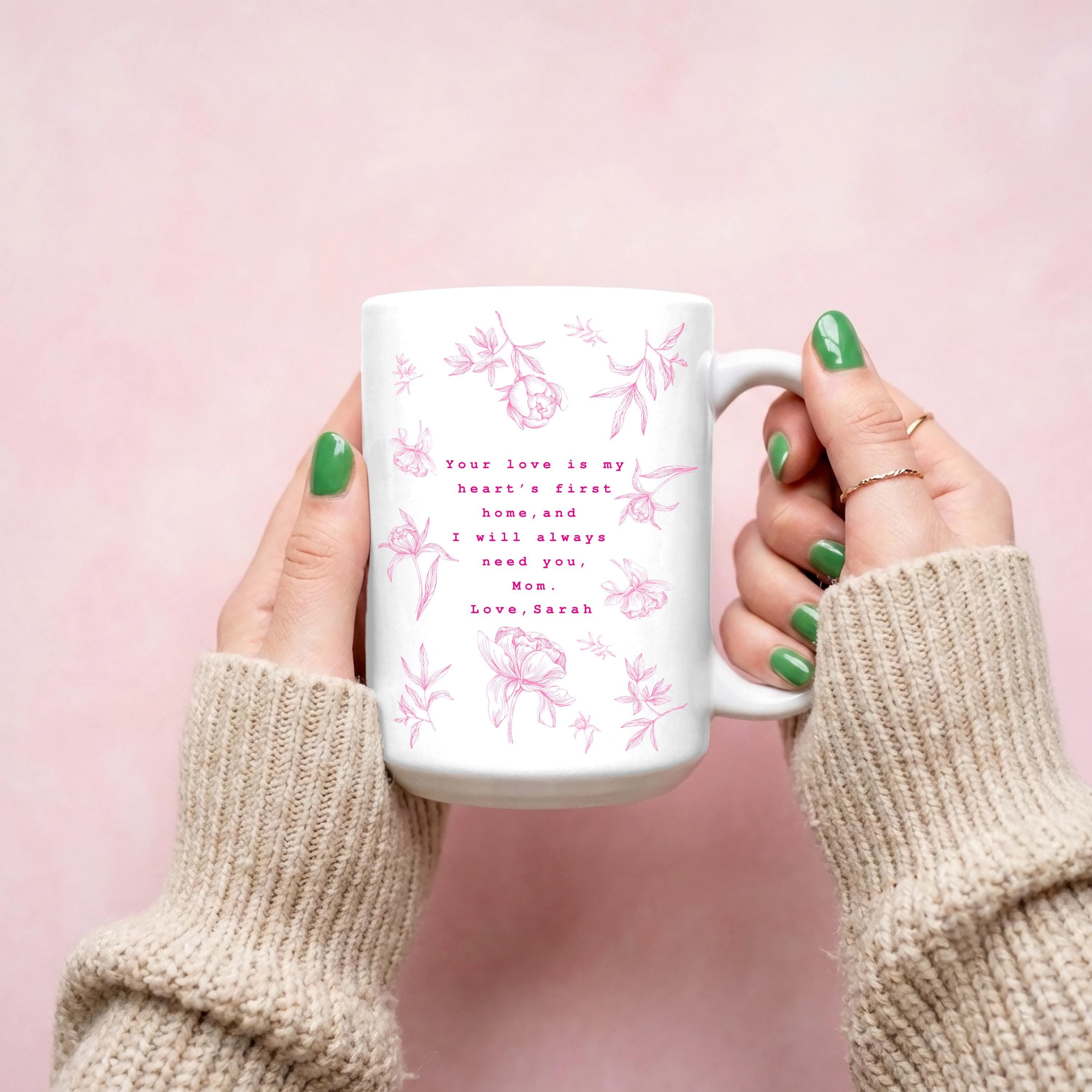 Mom Short Message Ceramic Mug-Small Gifts for Mom From Daughter & Son-Personalized Mother Child Gift Ideas- Personalized Writing On Mug - image 5