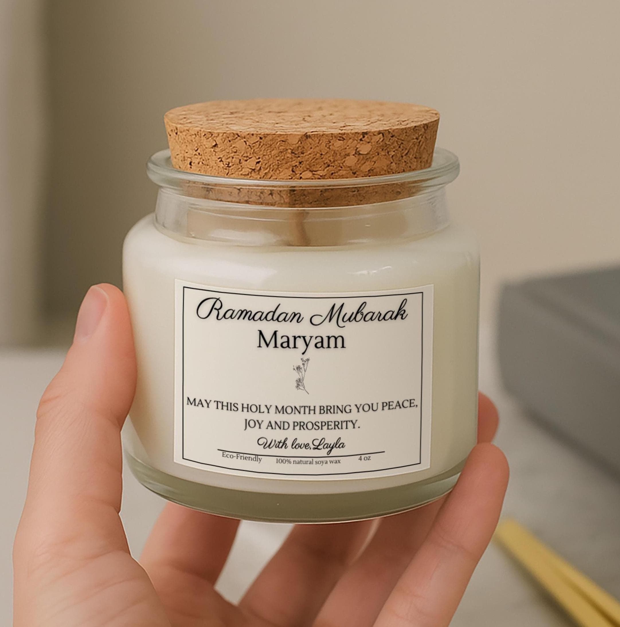 Personalized Ramadan Candle-Custom Eid Gifts For Women-Family-Friends-Coworker-Islamic Candles Favors-Muslim Gifts-Eid Present For Her-Him