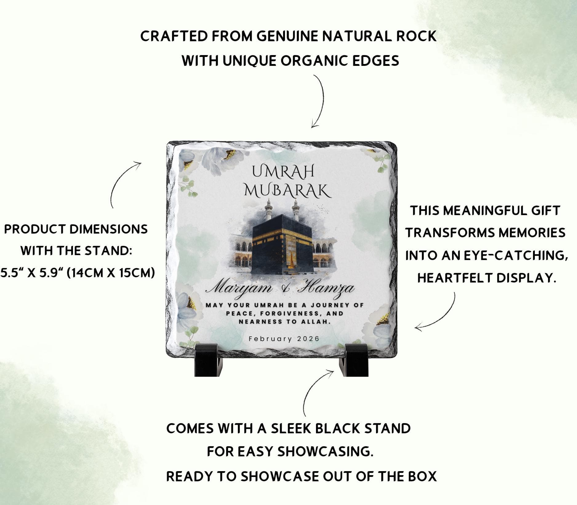 Personalized Umrah Mubarak Plaque Slate- Customized Hajj Mubarak Keepsake Gift-Islamic Couple Umrah Gifts-Hajj Gifts For Him Her-Women - image 4