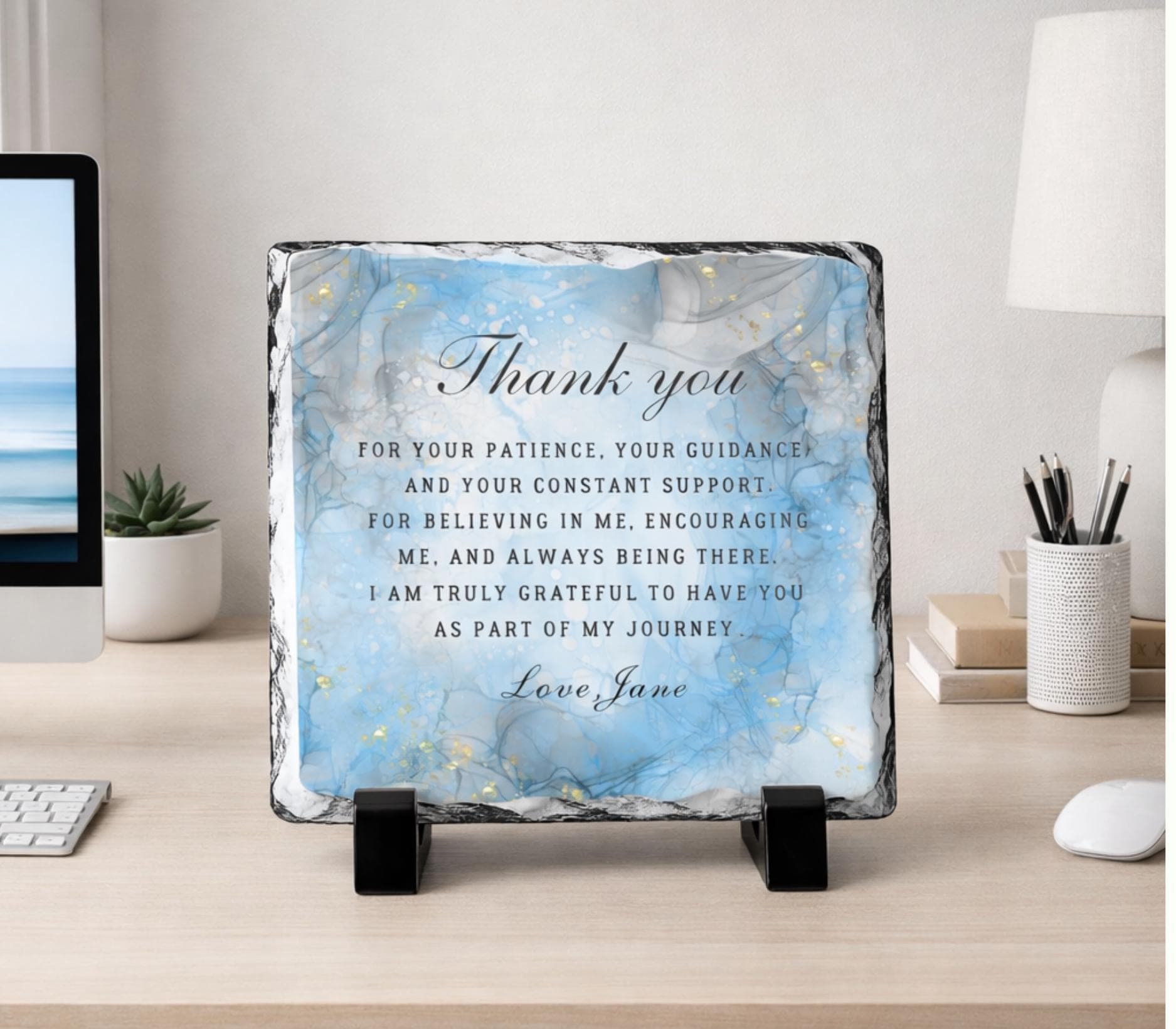 Personalized Thank You Stone Plaque With Stand For-Mentor-Teacher-Friend-Colleague-Mom-Women-Boss-Coworker-Adviser-Coach-Gratitude Keepsake - image 5