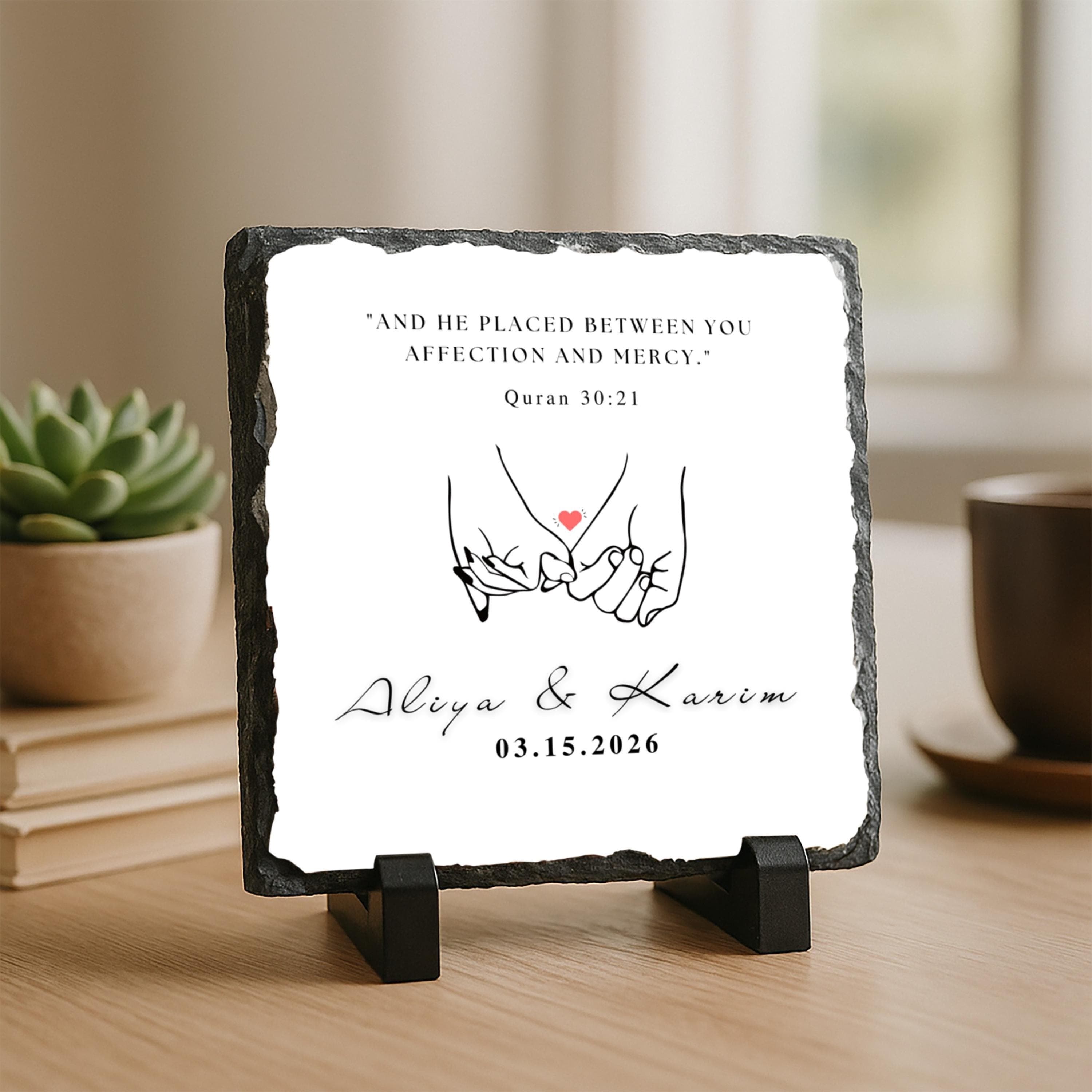 Personalized Islamic Marriage Slate Plaque-Muslim Gift for Couple-Nikkah Gift-Husband Wife Present-Islamic Engagement-Nikkah Mubarak - image 3