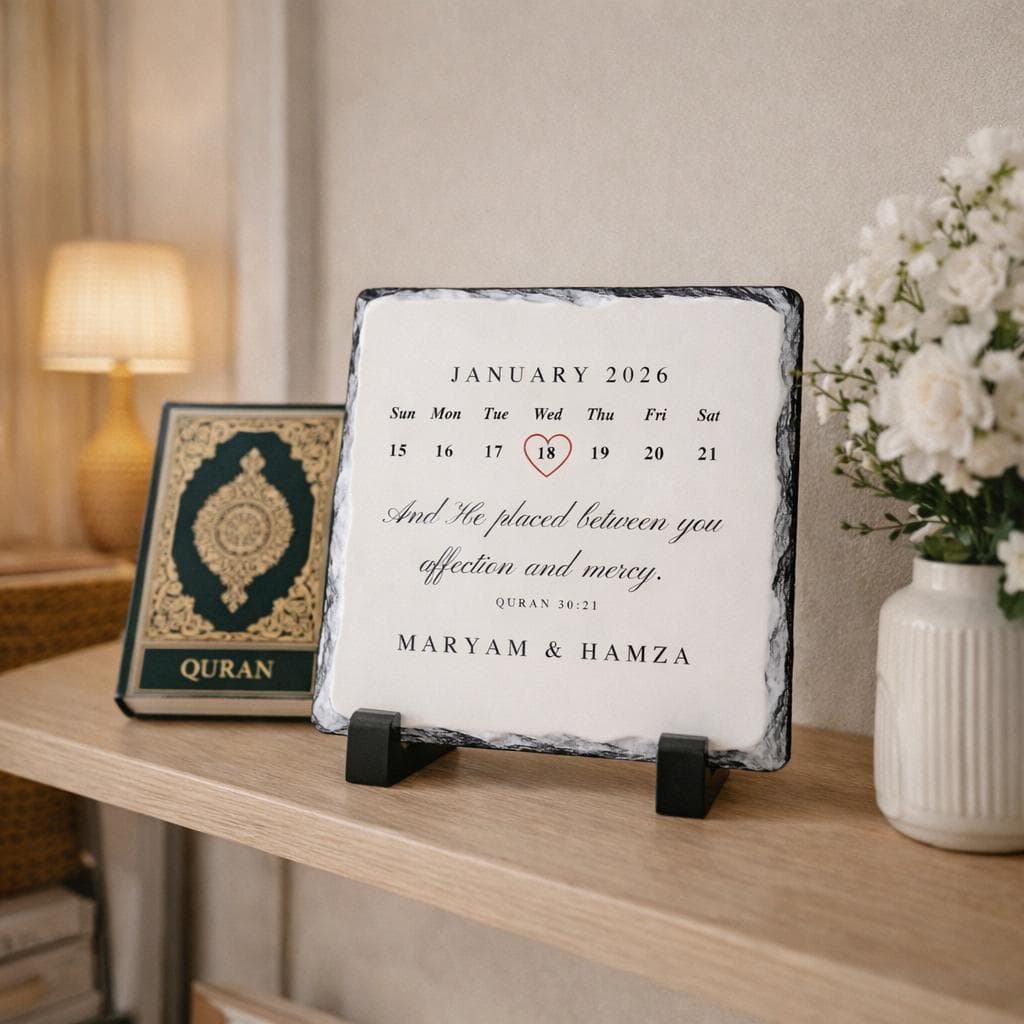 Personalized Muslim Marriage Slate Plaque-Islamic Wedding Gift for Couple-Nikkah Gift-Husband Wife Present-Islamic Engagement-Nikkah Mubarak - image 3