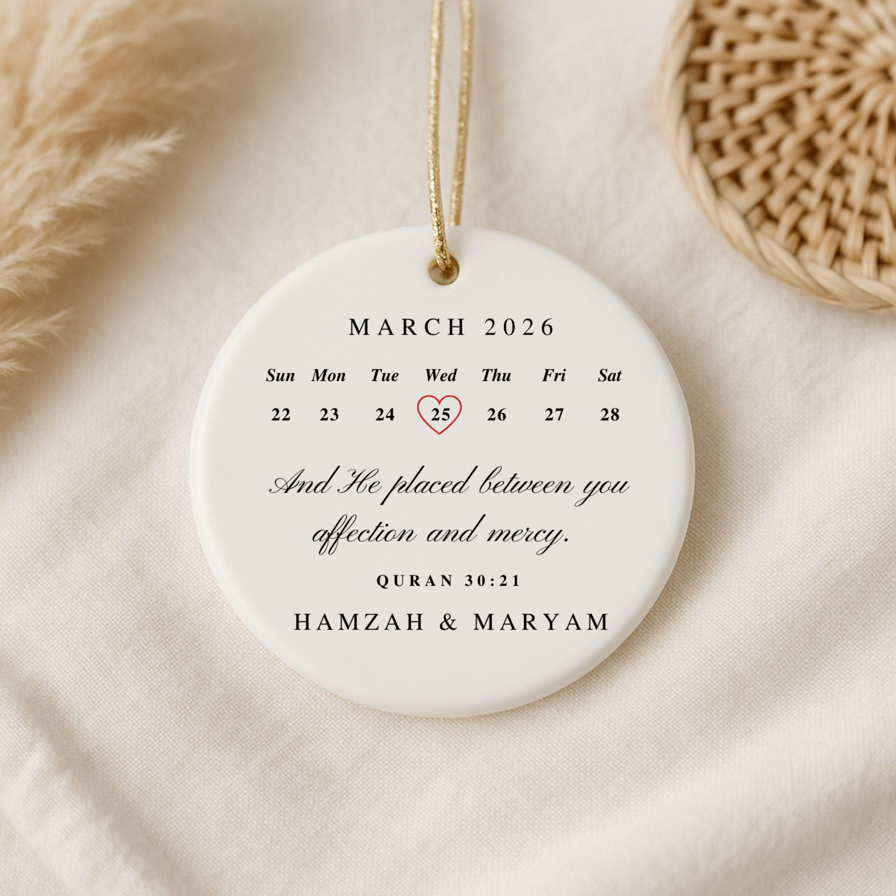 Personalized Muslim Marriage Ornament-Islamic Wedding Gift for Couple-Nikkah Gift-Husband Wife Present-Islamic Engagement-Nikkah Mubarak