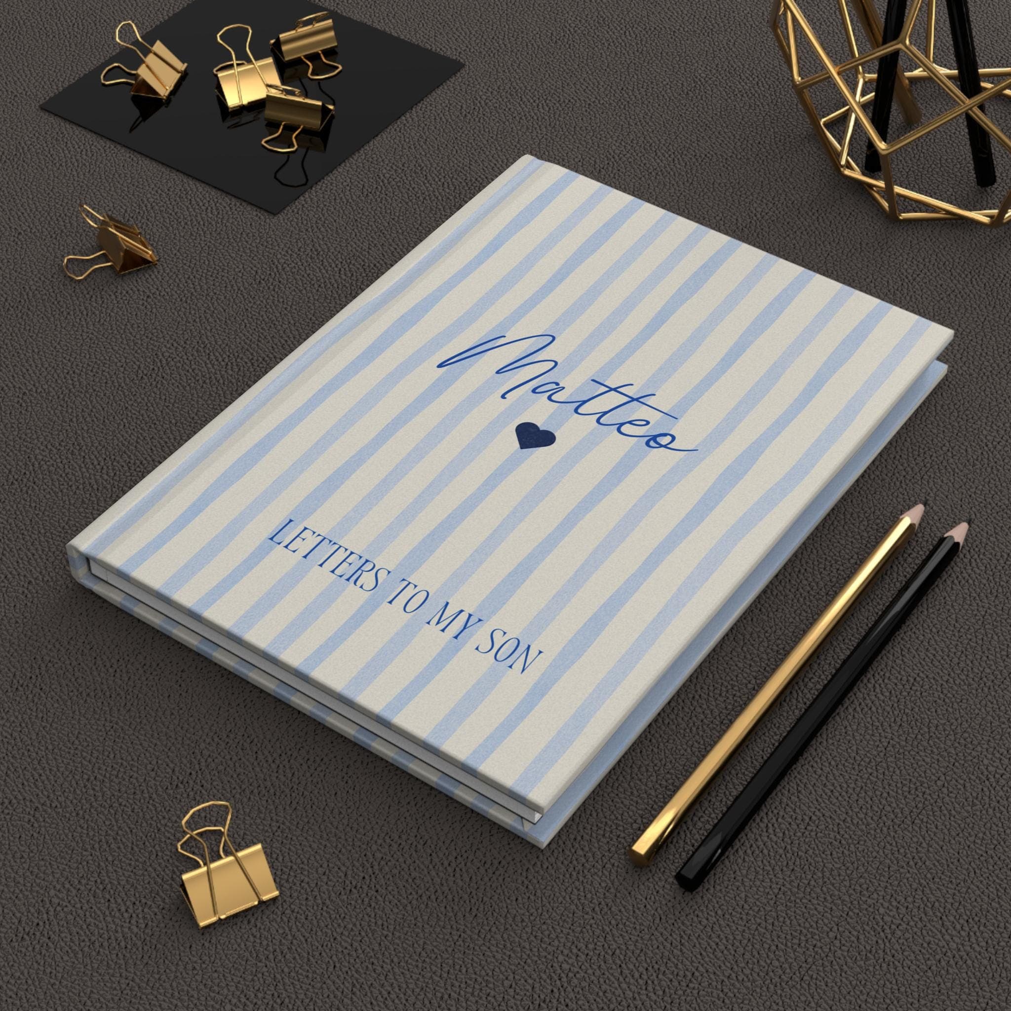 Letters To My Son Journal: Personalized Pregnancy Keepsake-New Mother Present-Baby Boy Gift -New Mom Diary- Mama Notebook-Blue Green Striped - image 4