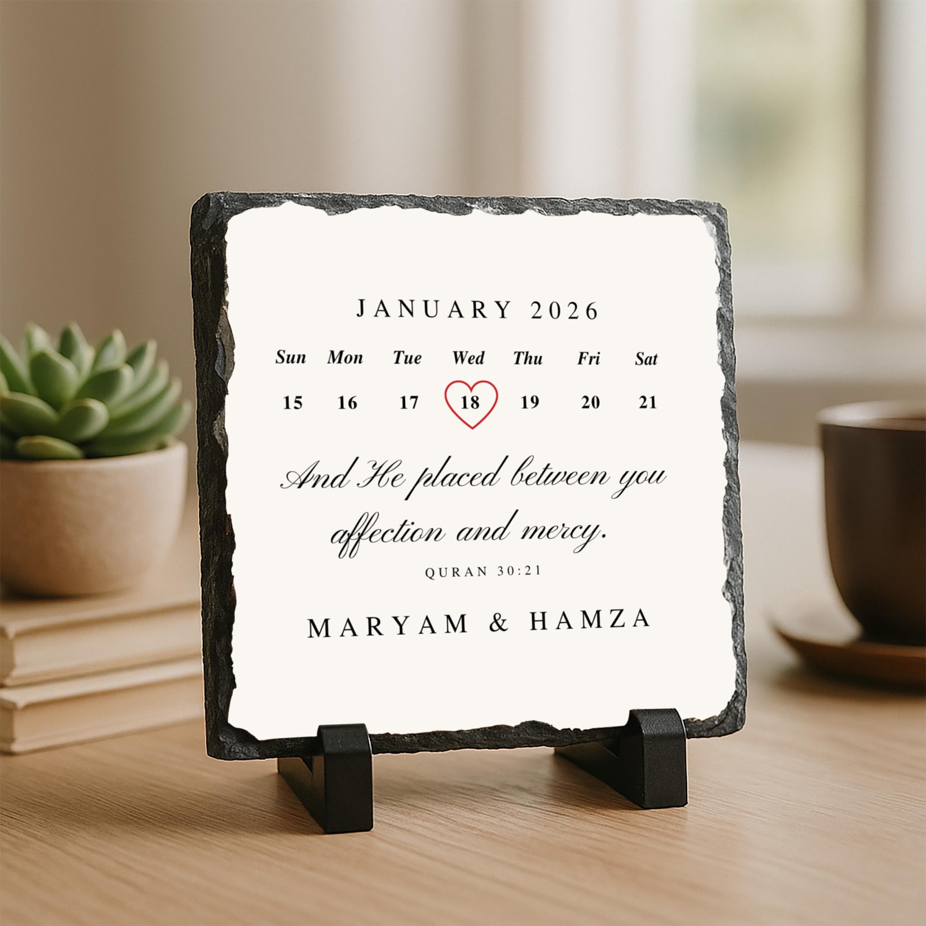 Personalized Muslim Marriage Slate Plaque-Islamic Wedding Gift for Couple-Nikkah Gift-Husband Wife Present-Islamic Engagement-Nikkah Mubarak - image 5