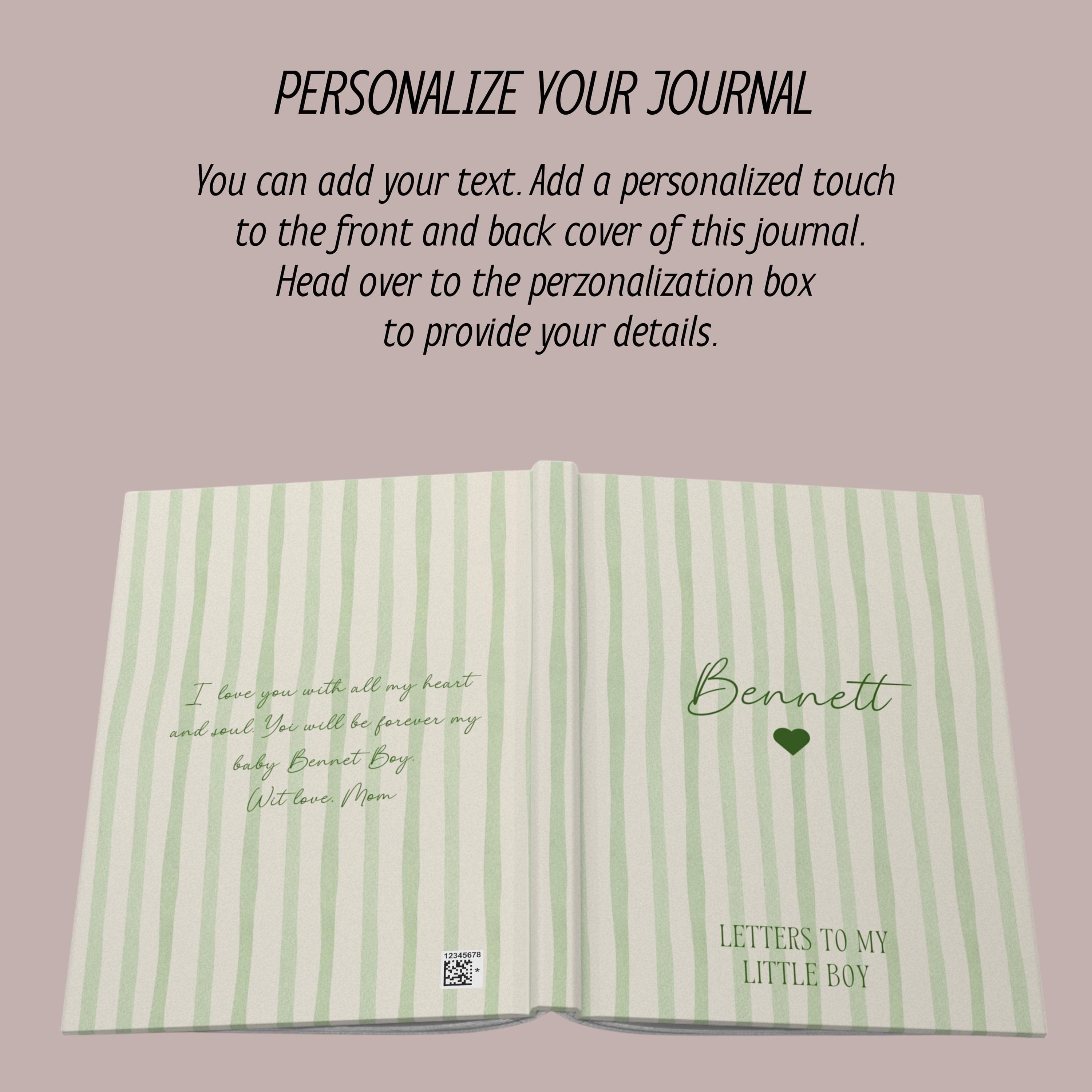 Letters To My Son Journal: Personalized Pregnancy Keepsake-New Mother Present-Baby Boy Gift -New Mom Diary- Mama Notebook-Blue Green Striped - image 5