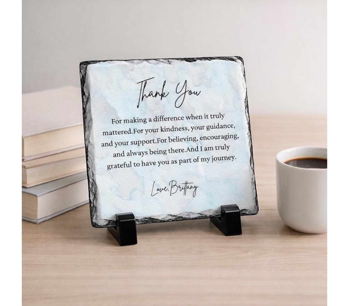 Personalized Thank You Stone Plaque With Stand For-Mentor-Teacher-Friend-Women-Boss-Coworker Leaving-Adviser-Coach-GratitudeKeepsake-Support