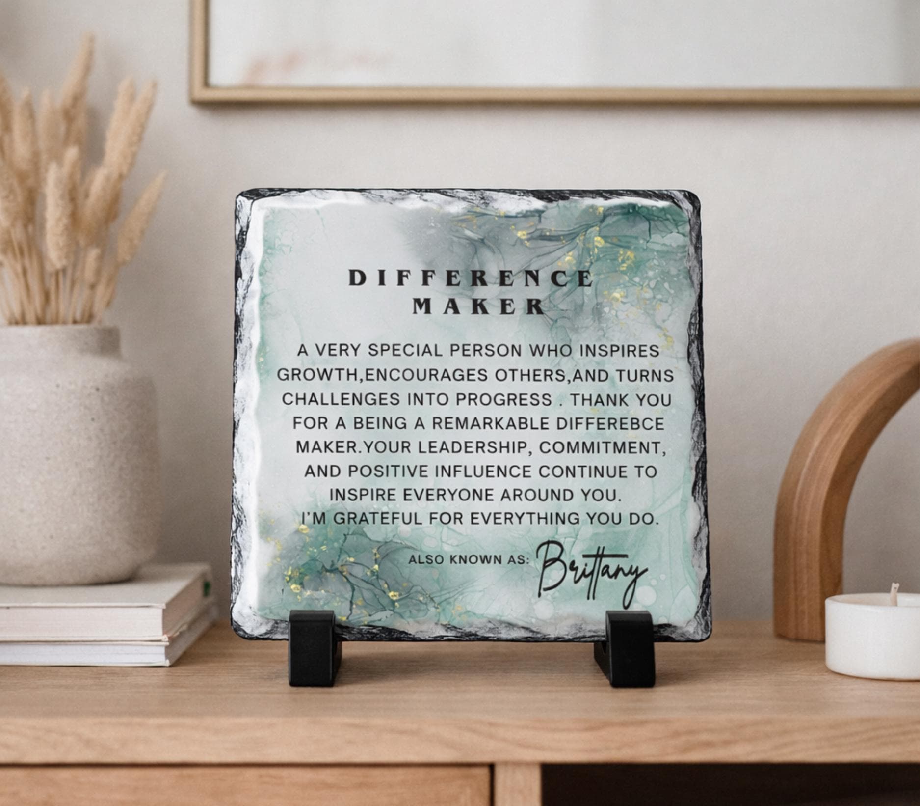 Difference Maker Slate Plaque-Thank Gift For Boss-Leader-Teacher-Nurse-Home School-Mentor-Retirement Appreciation-Customized Thank You Sign - image 4