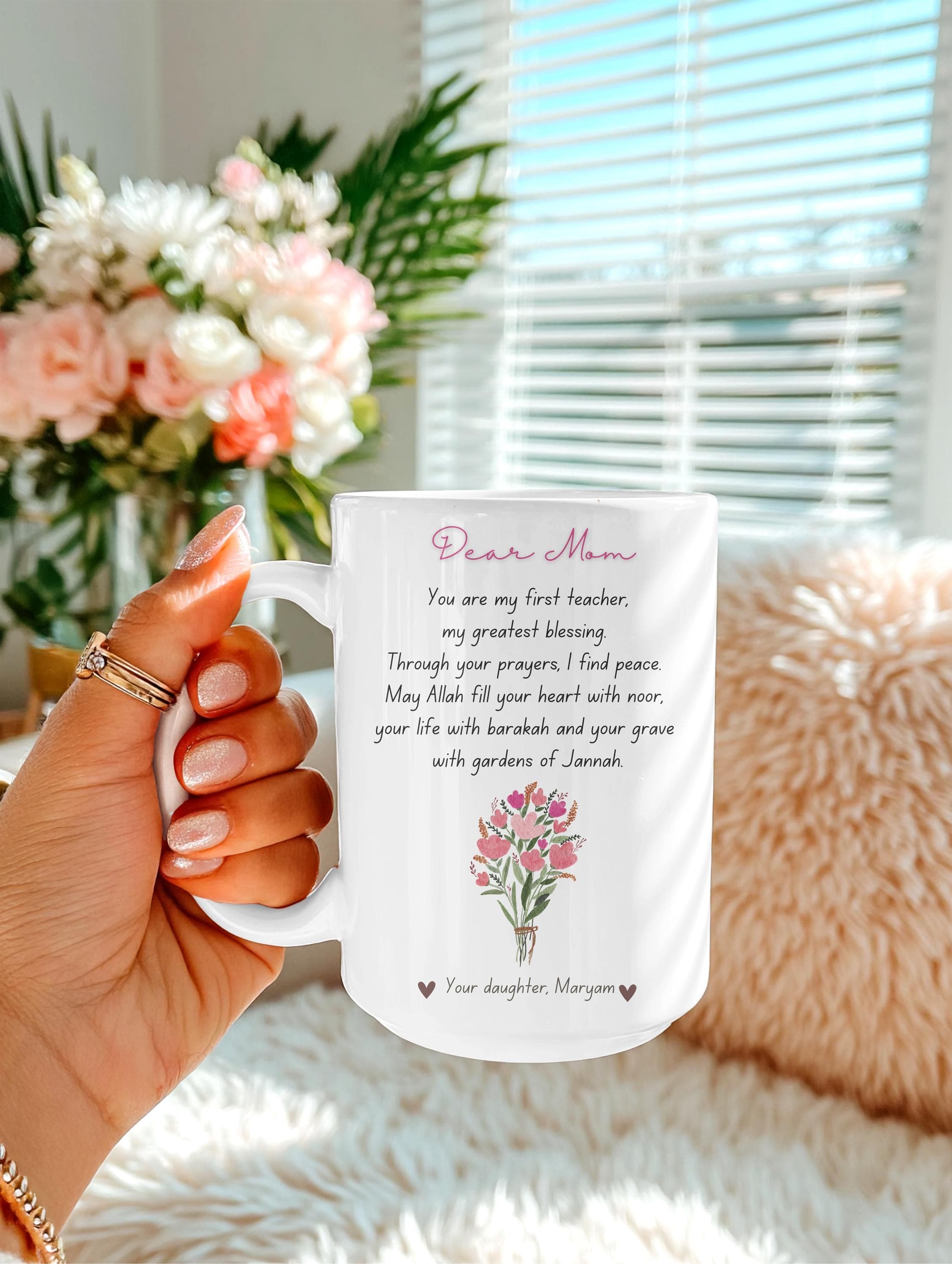 Muslim Mom Mug-Ceramic Coffee Cups 11oz 15oz-Ummi-Muslim Mom Gift-Ramadan Eid Gifts For Islamic Mama from Daughter-Son-Family-Hijabi Mother