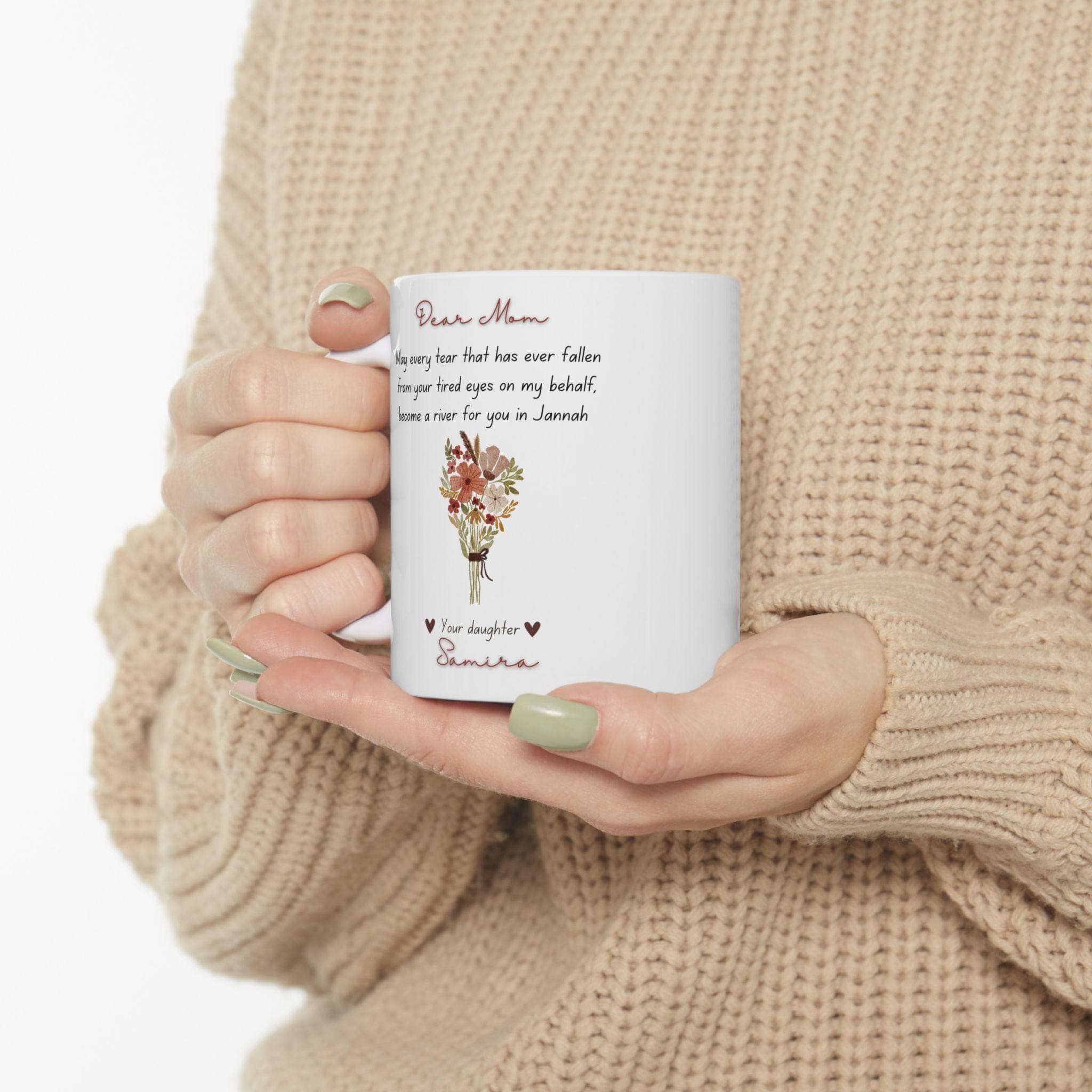 Muslim Mom Mug: Floral Arabic Name Gift-Muslim Mom Gift-Ramadan Eid Gifts For Muslim Mom-Islamic Gift idea for Islamic Mothers - image 5