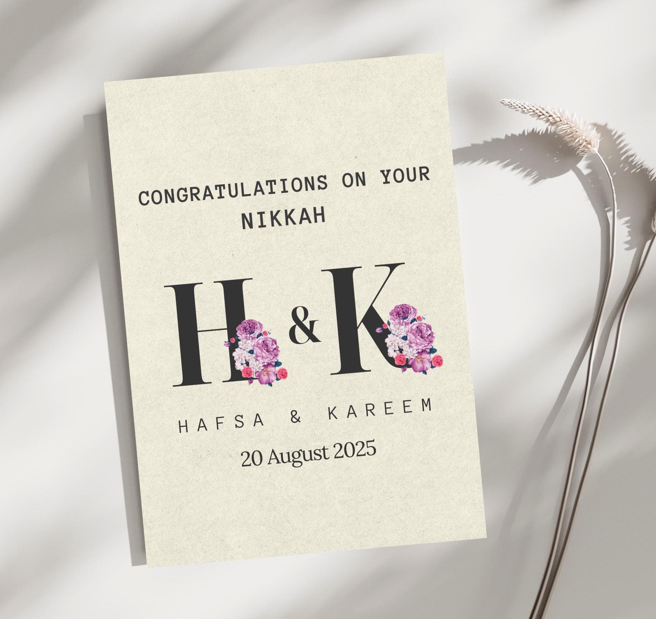 Personalised Nikkah Card Wedding Card Islamic Style Wedding Congratulations Card Nikkah Mubarak Card Pack Congratulations On Your Shaadi