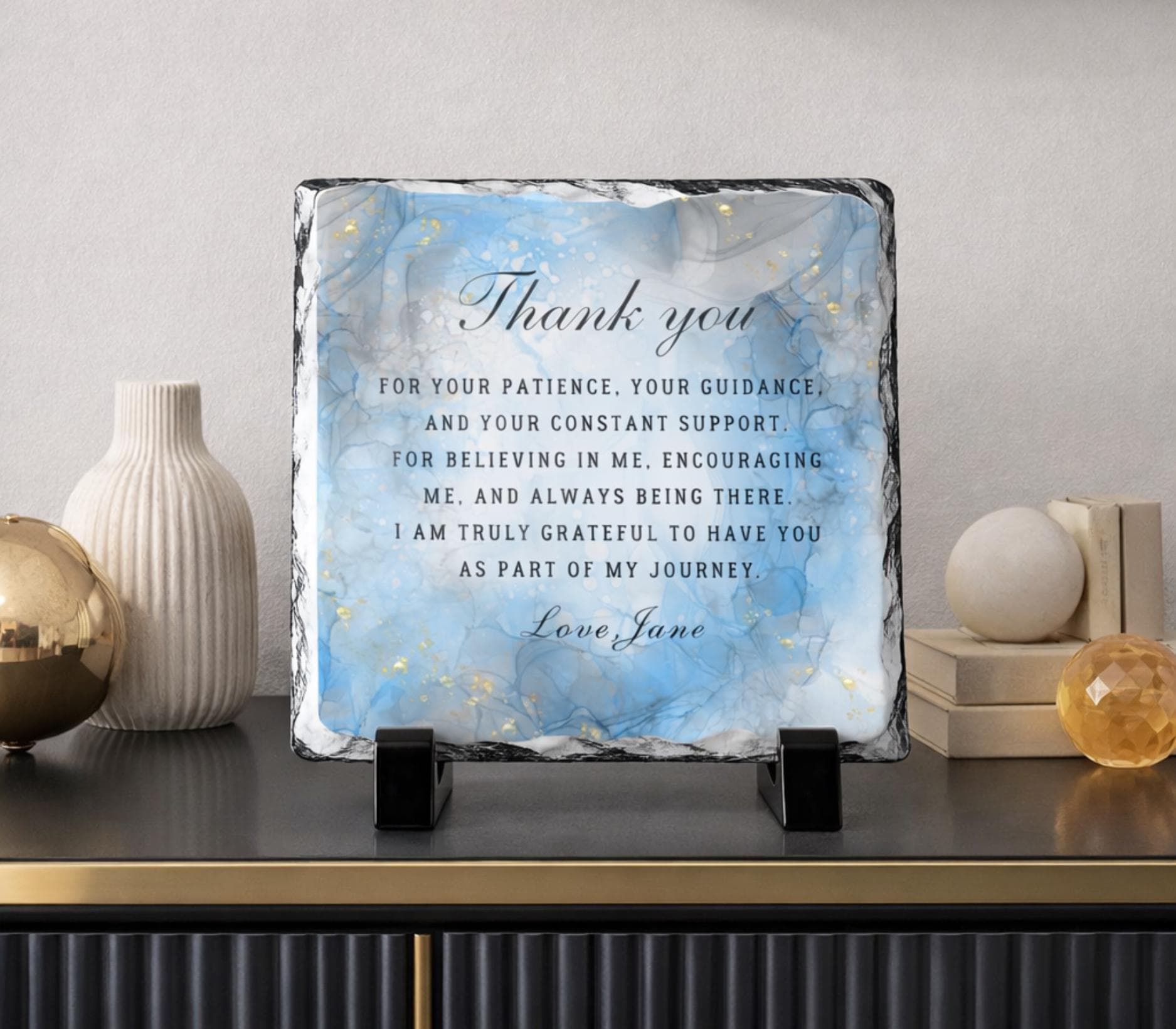 Personalized Thank You Stone Plaque With Stand For-Mentor-Teacher-Friend-Colleague-Mom-Women-Boss-Coworker-Adviser-Coach-Gratitude Keepsake - image 3