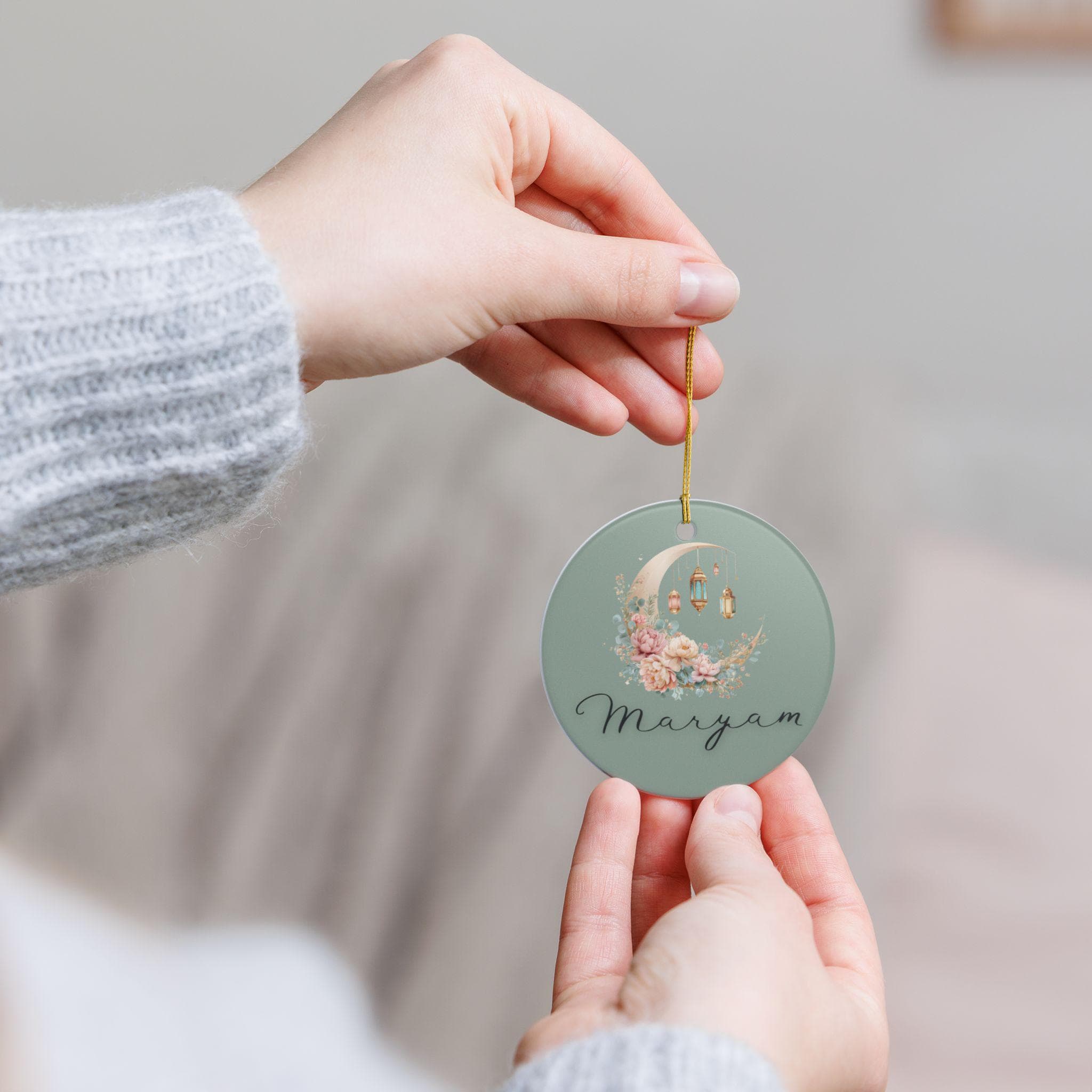 Personalized Ceramic Ramadan Ornament-Custom Ramadan Home Decor-Ramadan Hanging Decoration-Minaret Crescent  Moon-Islamic Decorative Garland - image 5
