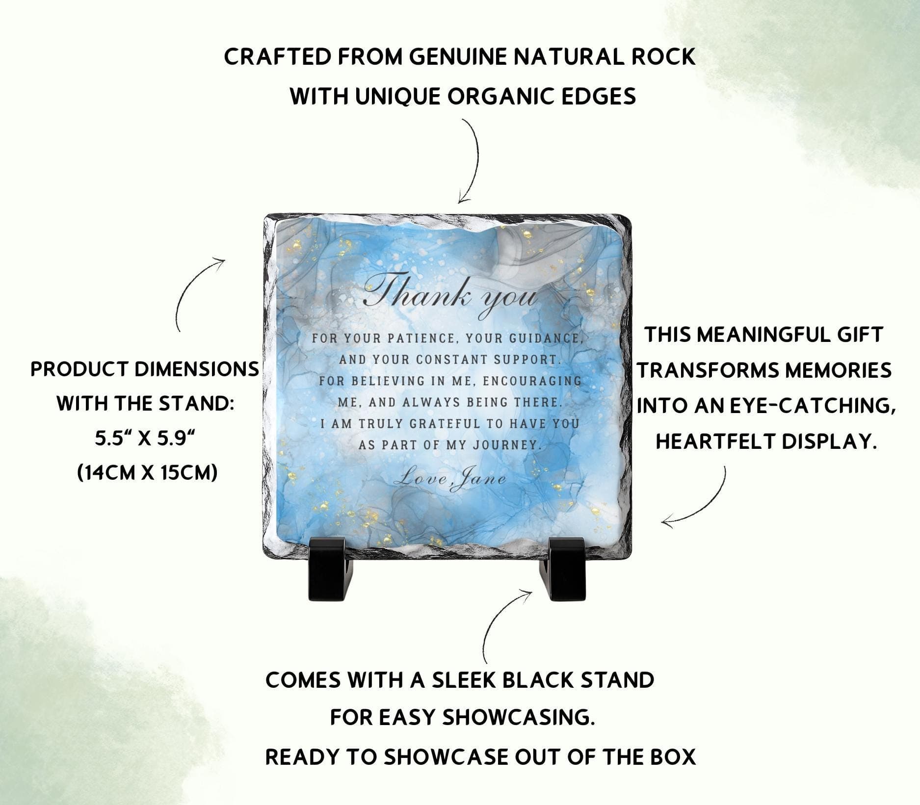 Personalized Thank You Stone Plaque With Stand For-Mentor-Teacher-Friend-Colleague-Mom-Women-Boss-Coworker-Adviser-Coach-Gratitude Keepsake - image 4